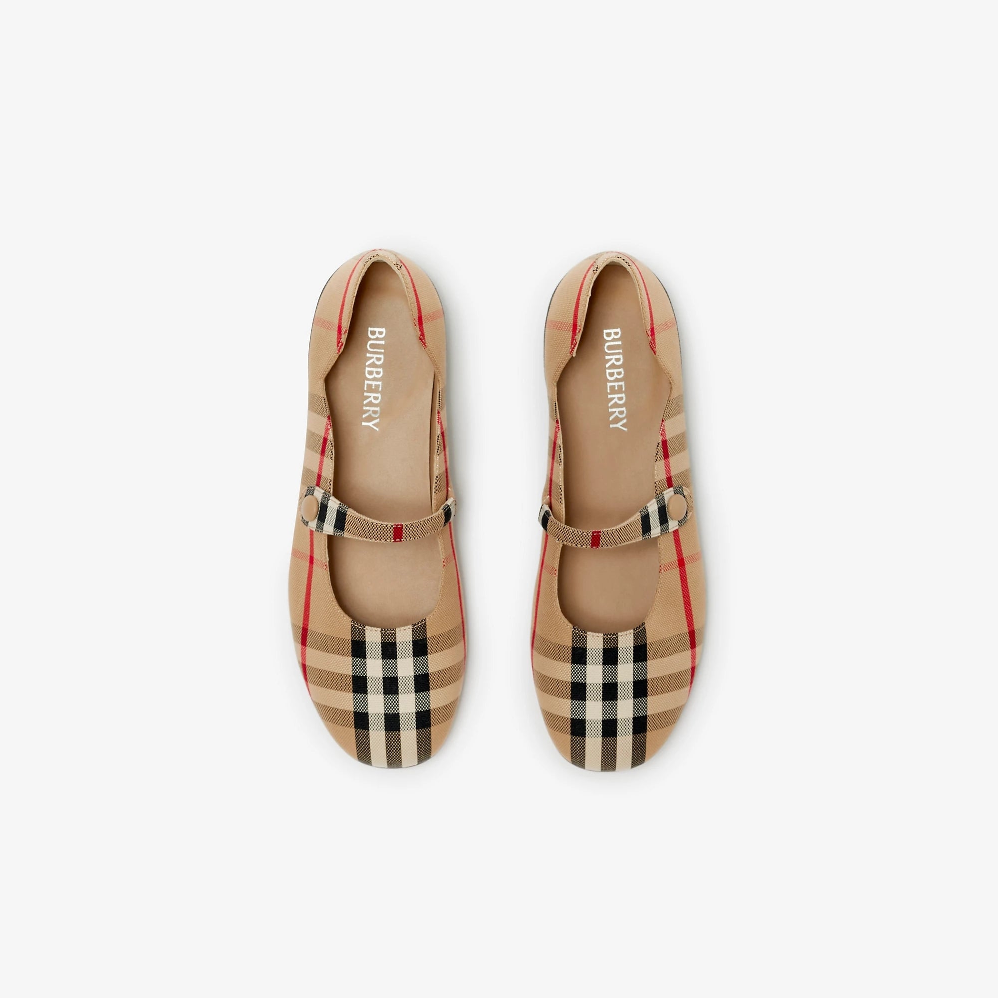 Girls Beige Check Flat Shoes