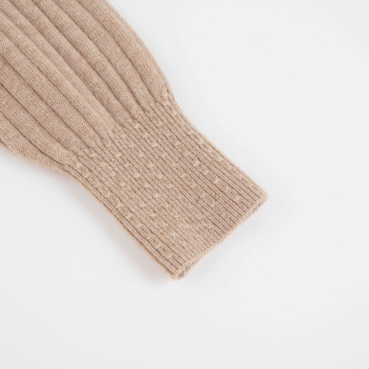 Girls Beige Knit Wool Dress