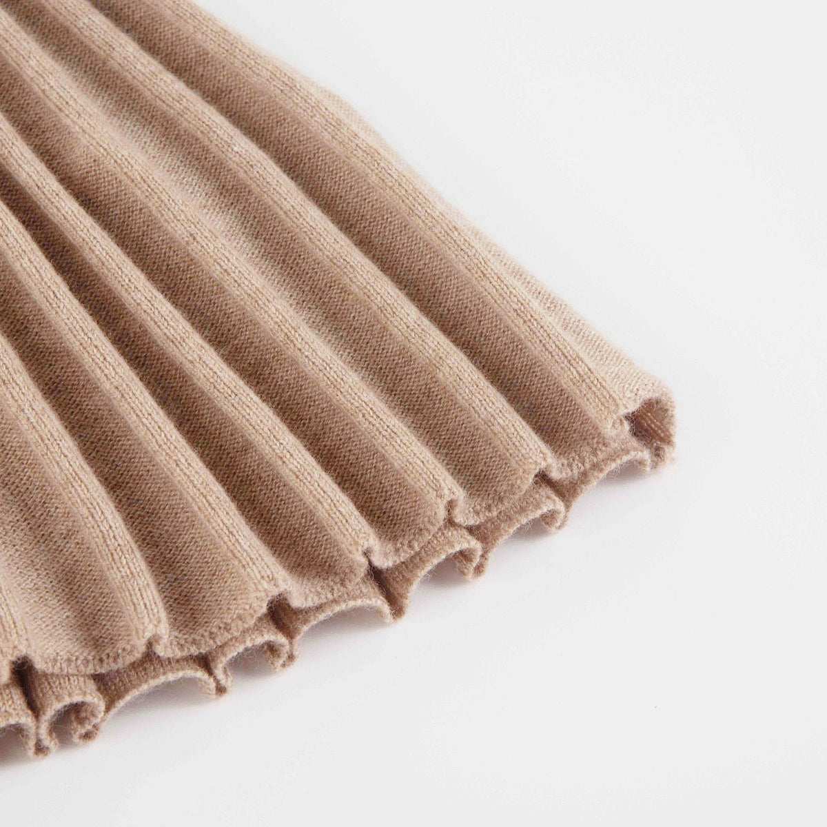 Girls Beige Knit Wool Dress