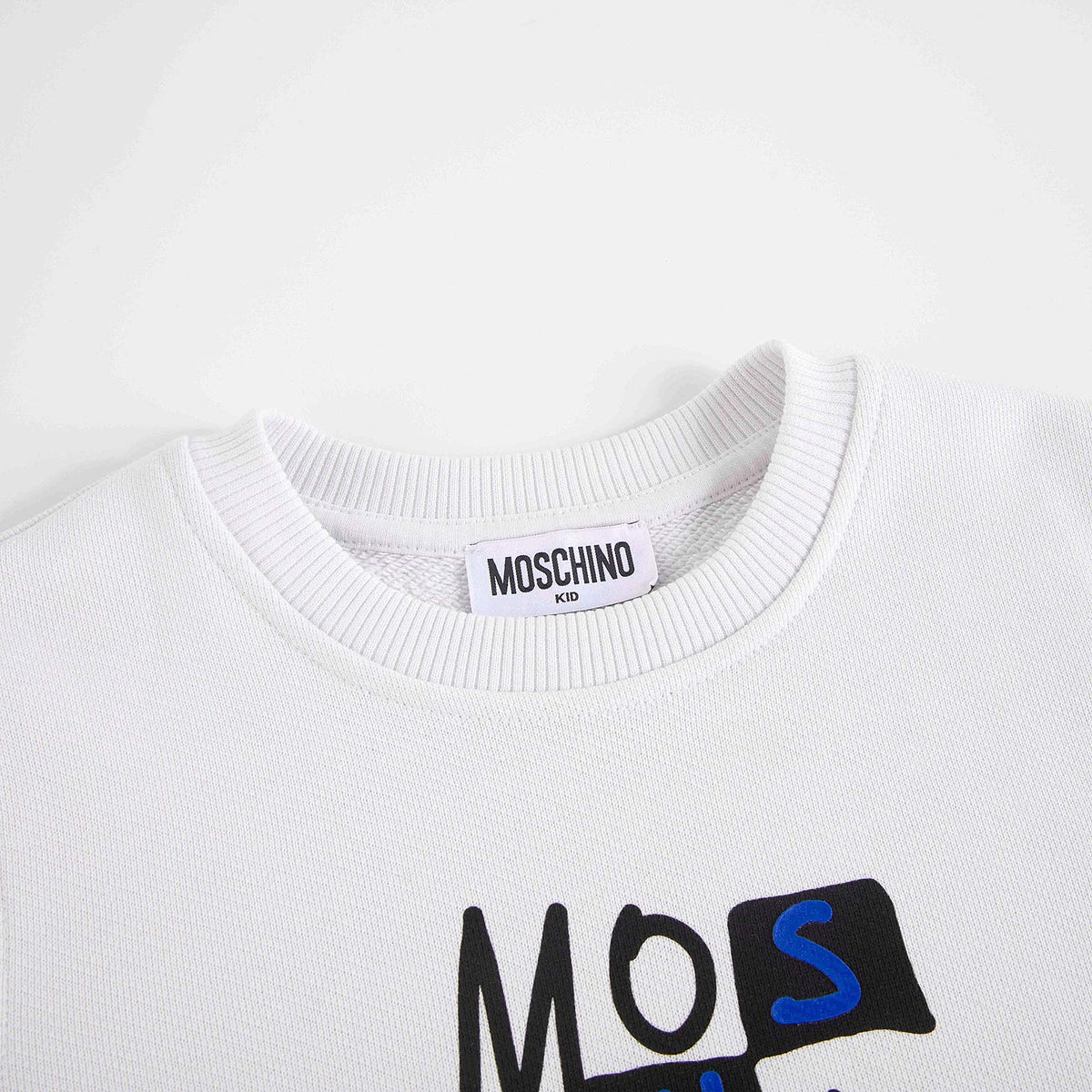 Boys & Girls White Printed Logo Cotton Sweatshirt