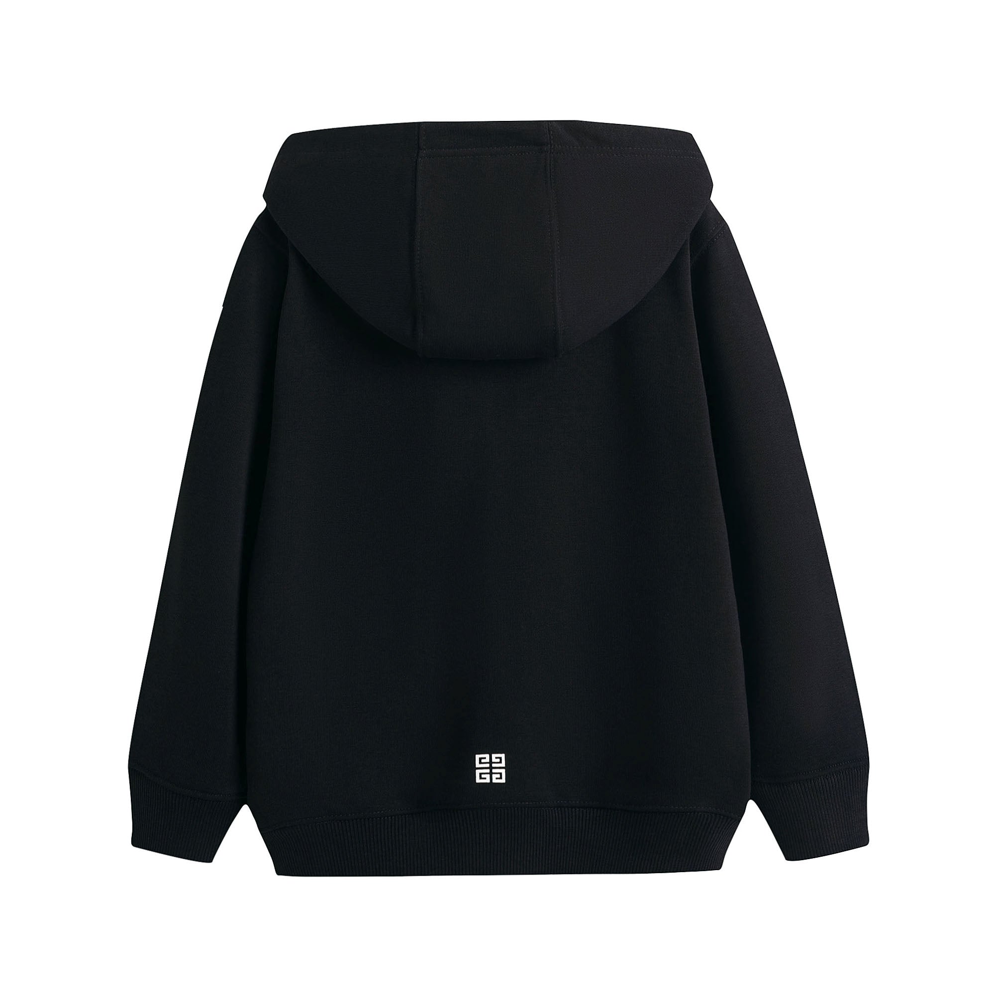 Boys Black Hooded Zip-Up Top