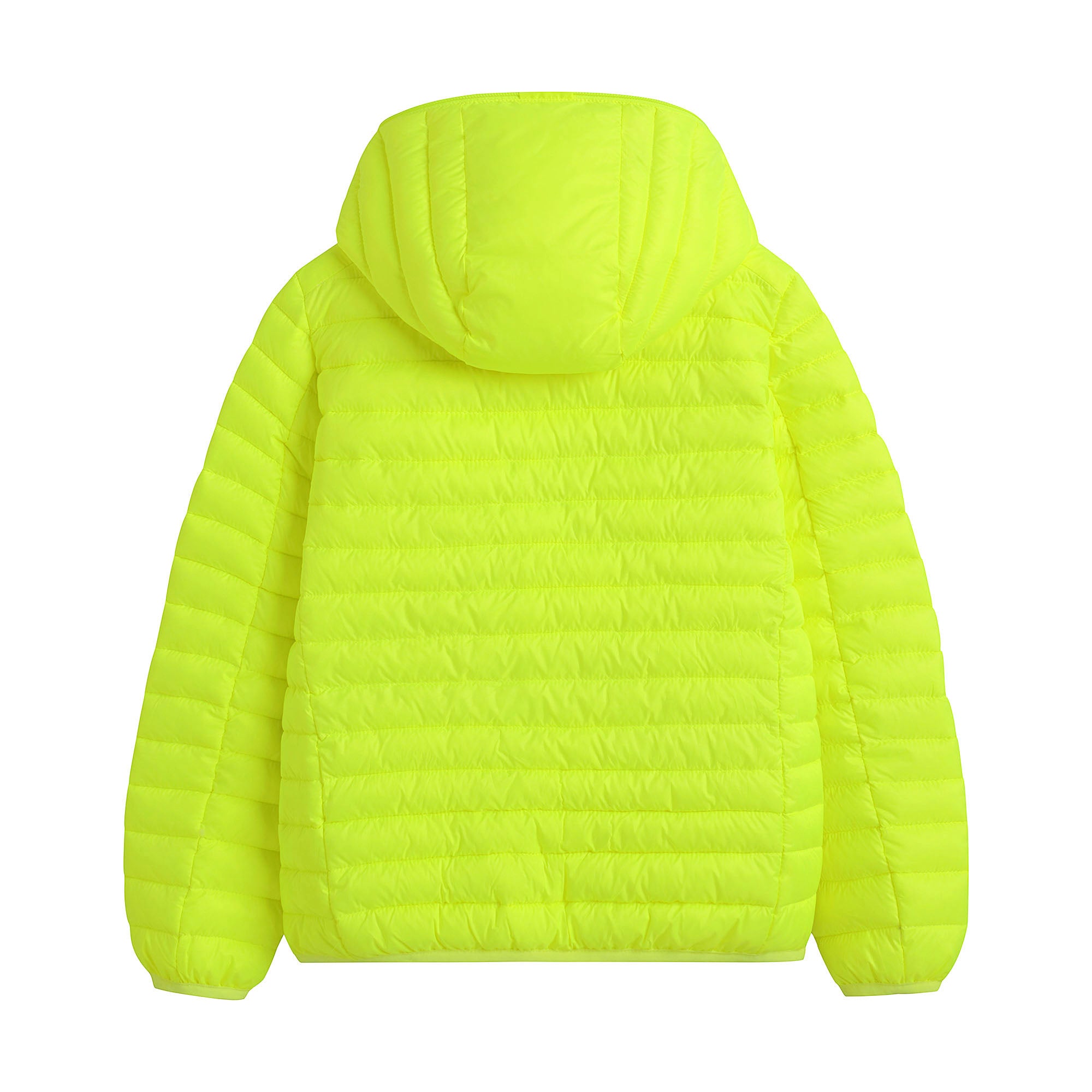 Boys & Girls Fluo Yellow Hooded Padded Jacket