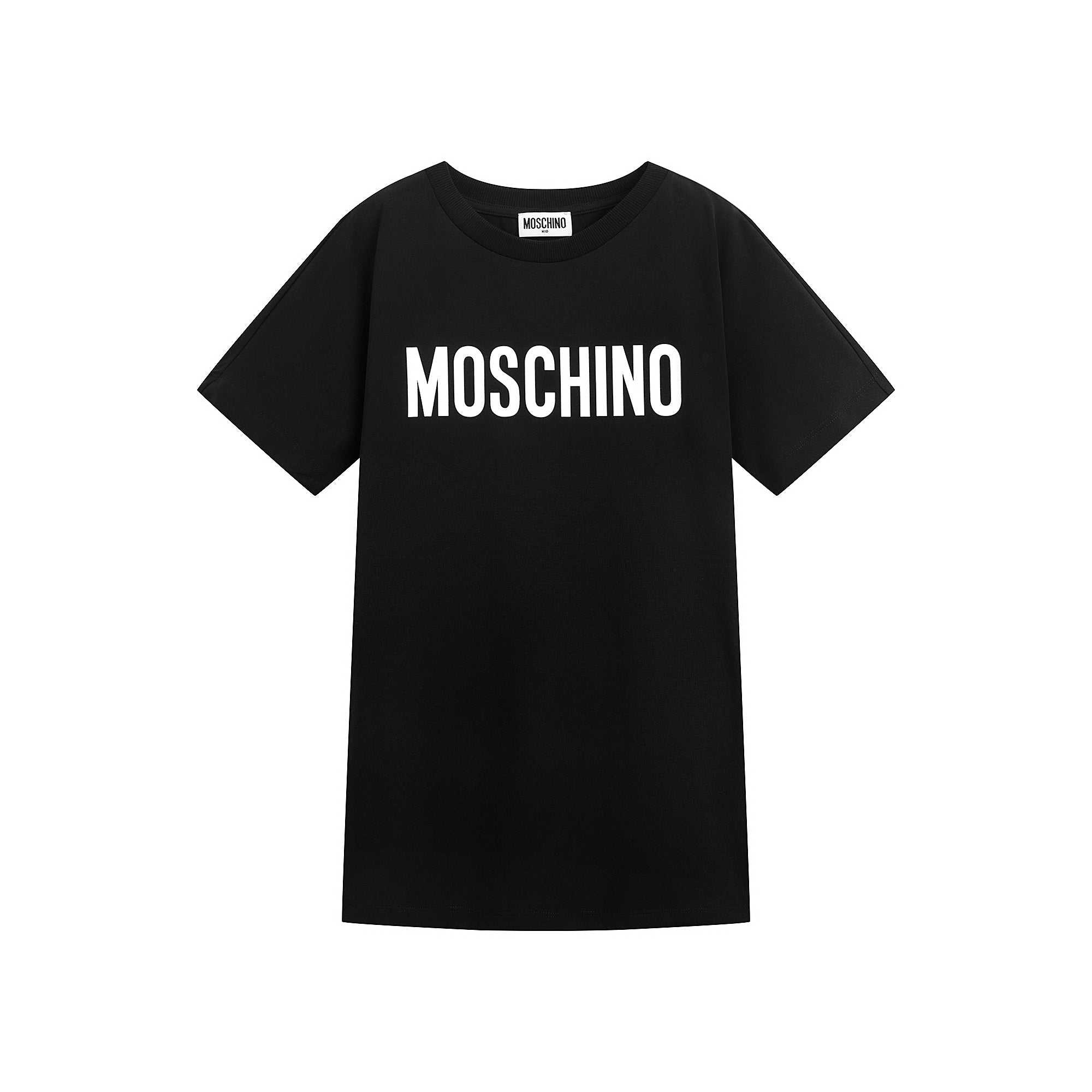 Girls Black Logo Cotton Dress