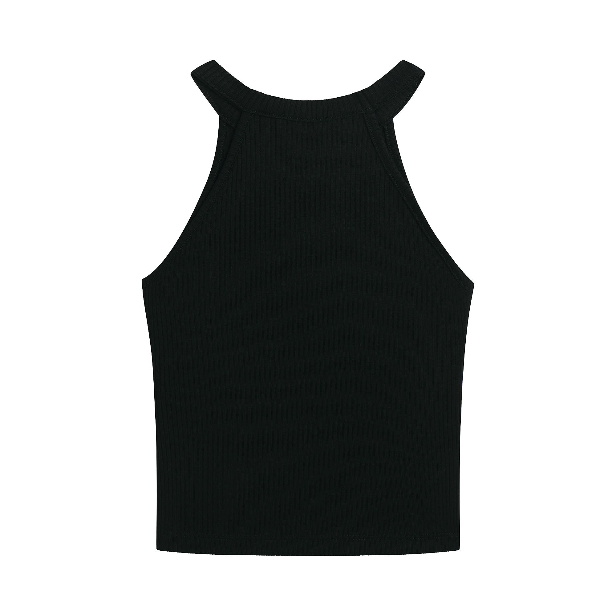 Girls Black Logo Strap Vest