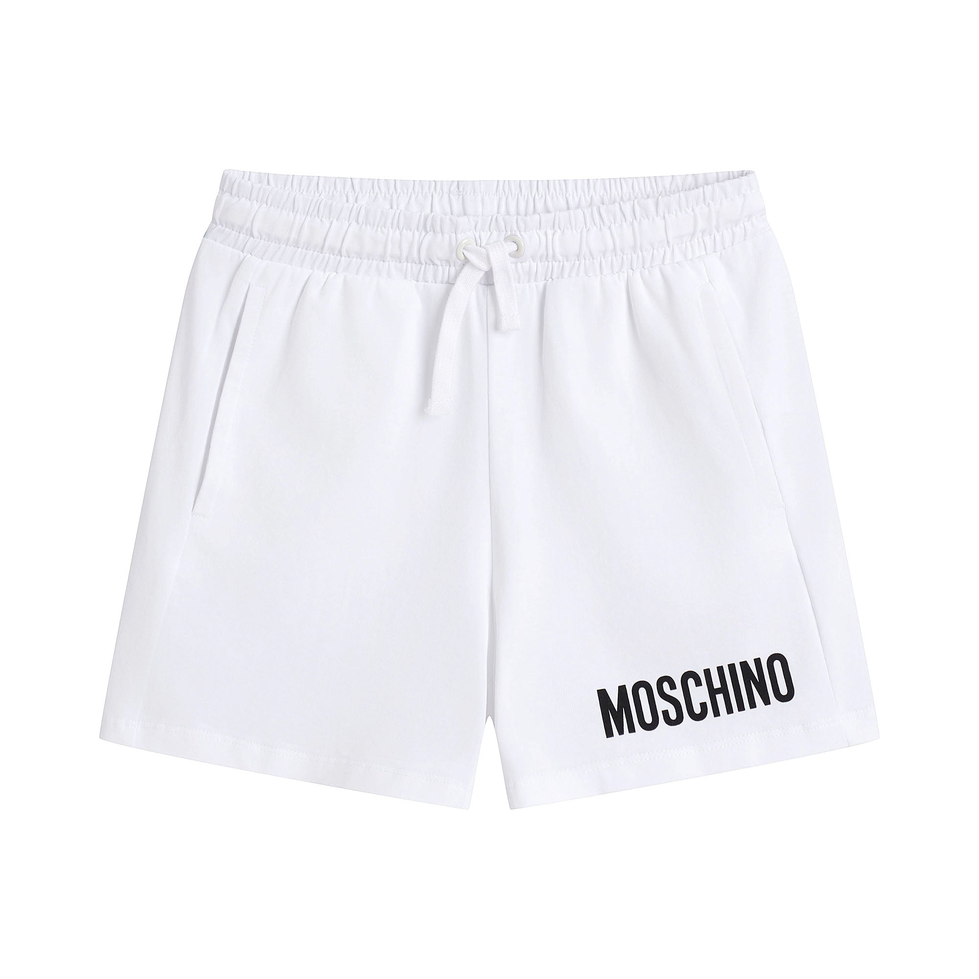 Boys White Cotton Shorts