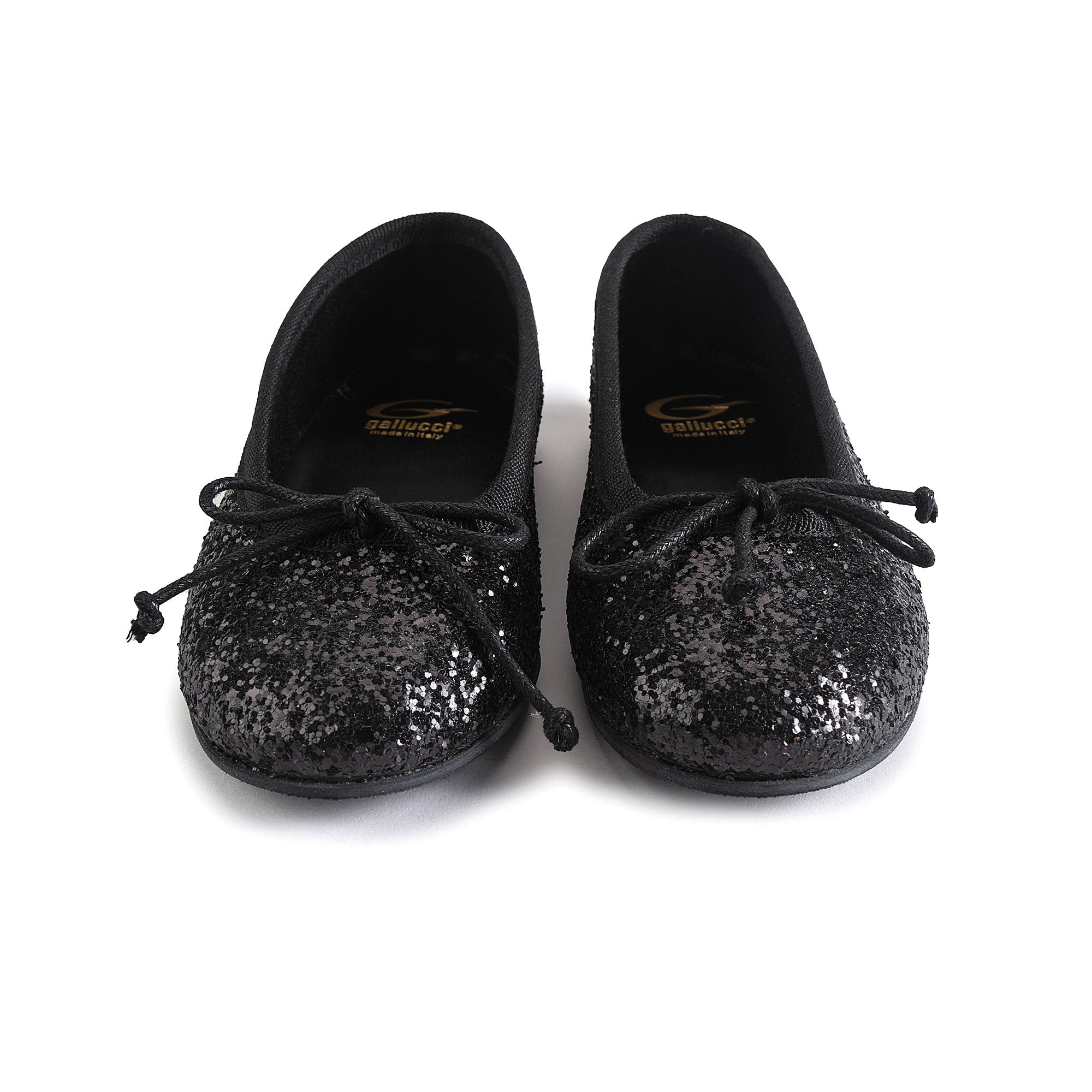 Girls Black Glitter Flat Shoes