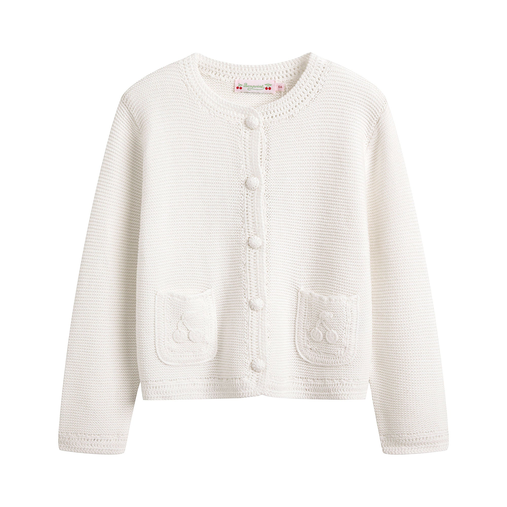 Girls White Cotton Cardigan