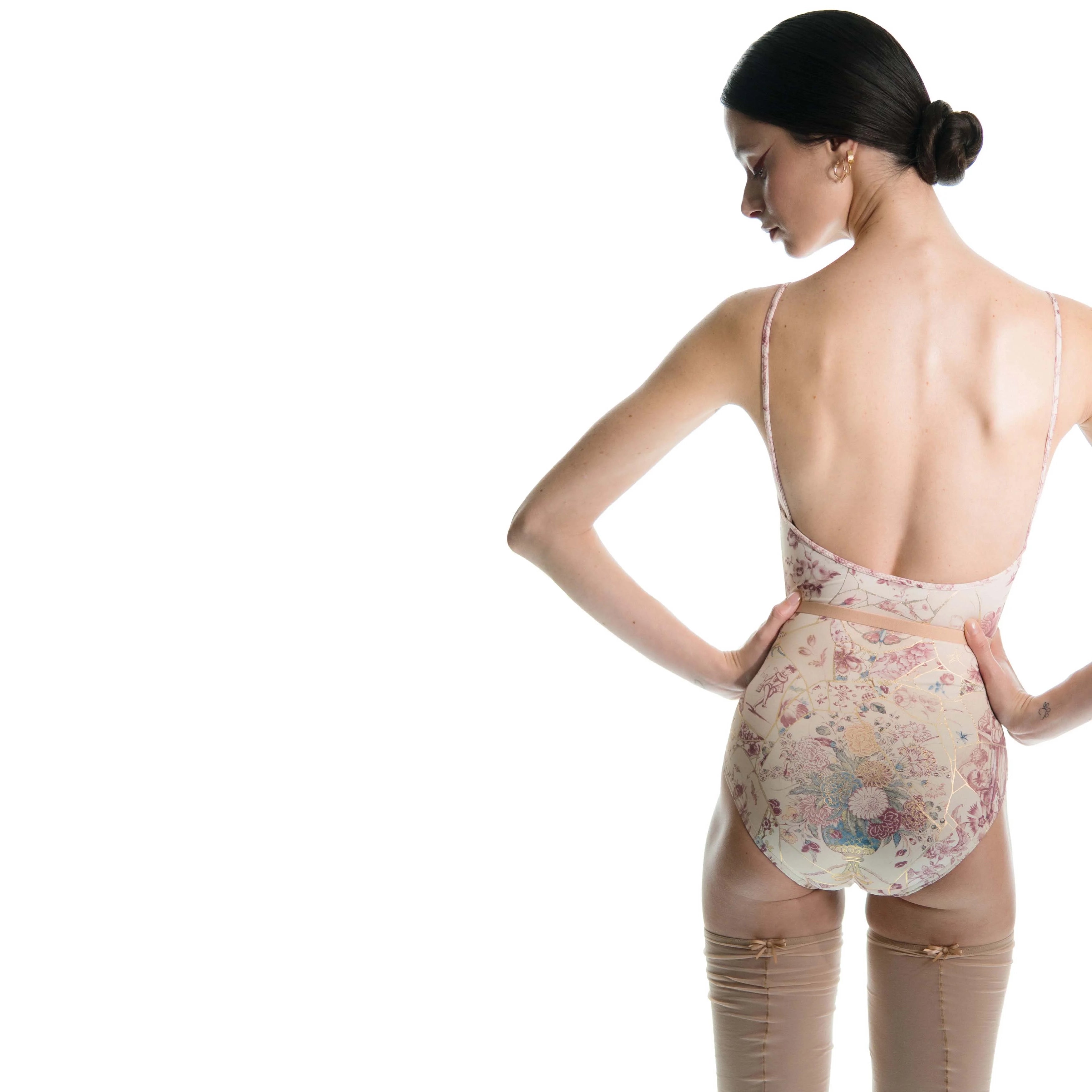 Women Multicolor "KINTSUGI" Ballet Onesies(261LE04VL/multicolor burgundy)