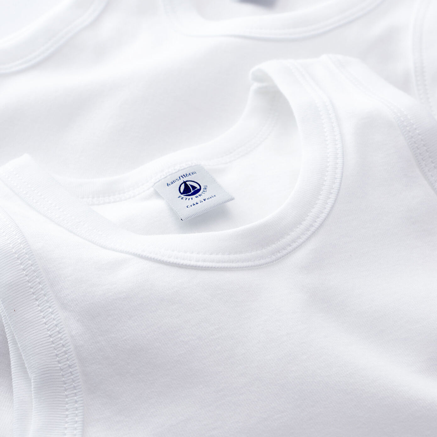Boys White Cotton Vest(2 Pack)