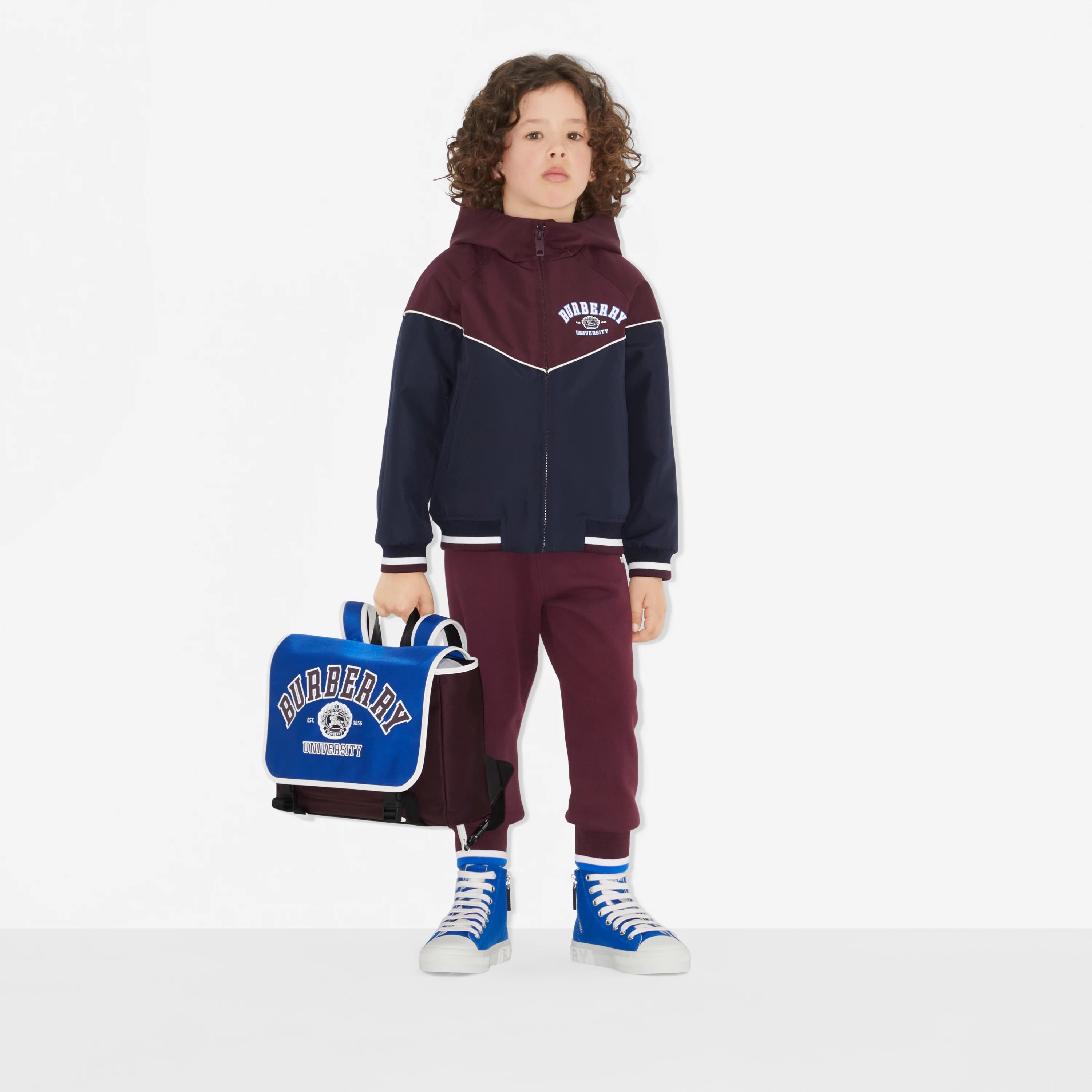 Boys Wine Red Logo Zip-Up Jacket