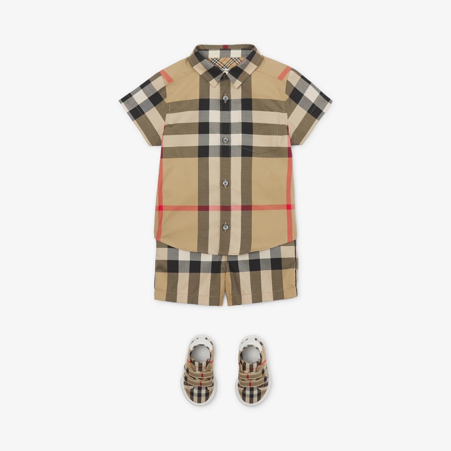 Baby Boys Beige Check Cotton Shirt