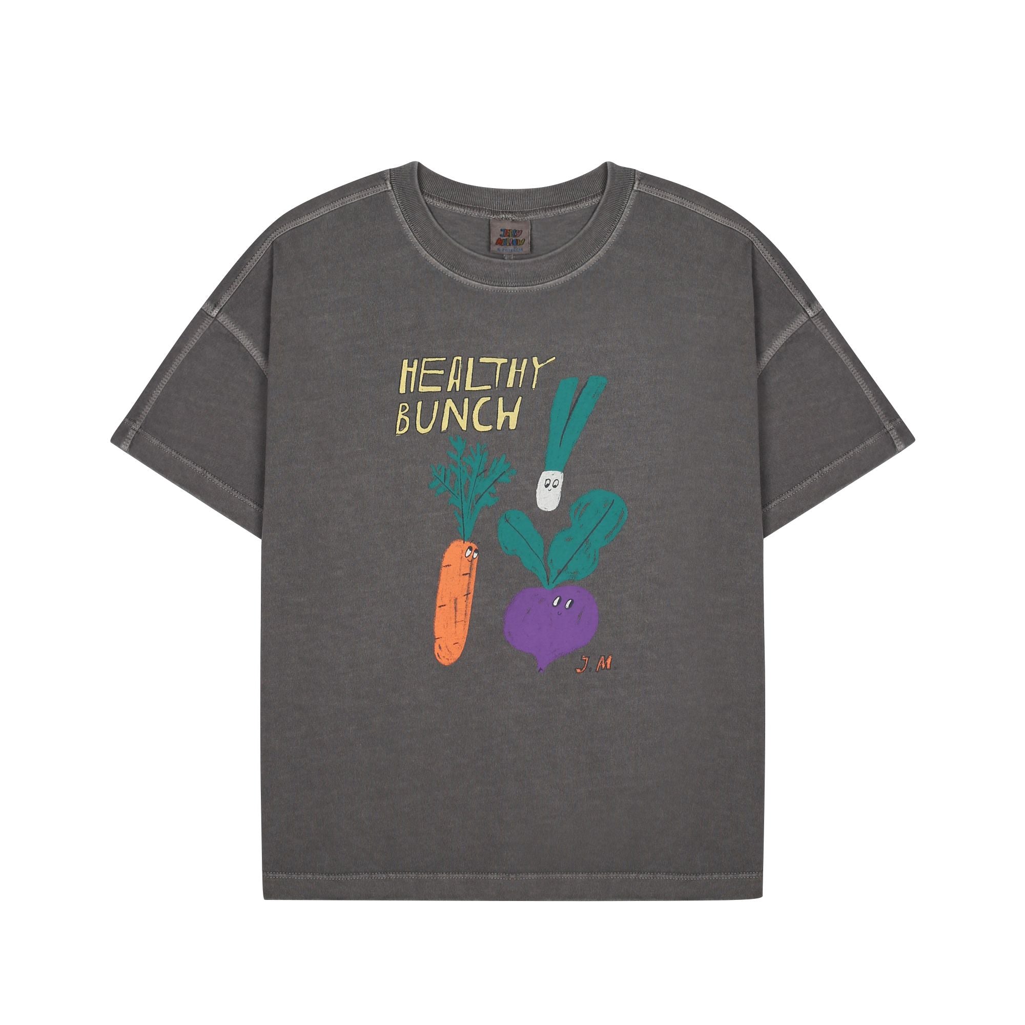 Boys & Girls Charcoal Printed Cotton T-Shirt