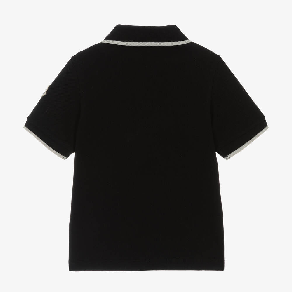 Boys Black Cotton Polo Shirt