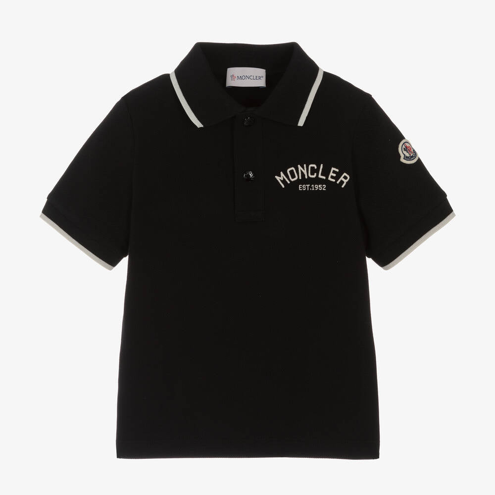 Boys Black Cotton Polo Shirt