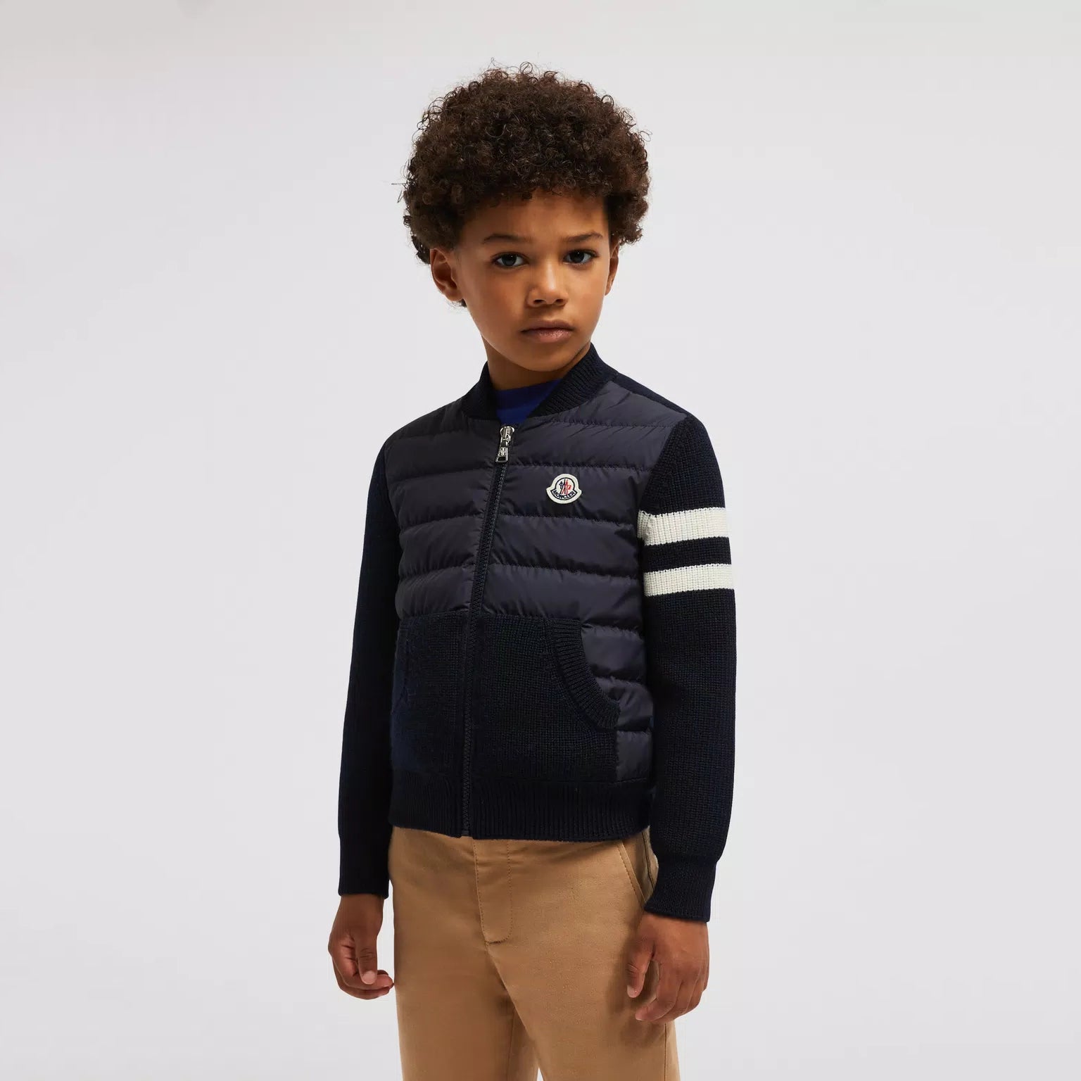 Boys Dark Blue Padded Down Zip-Up Top