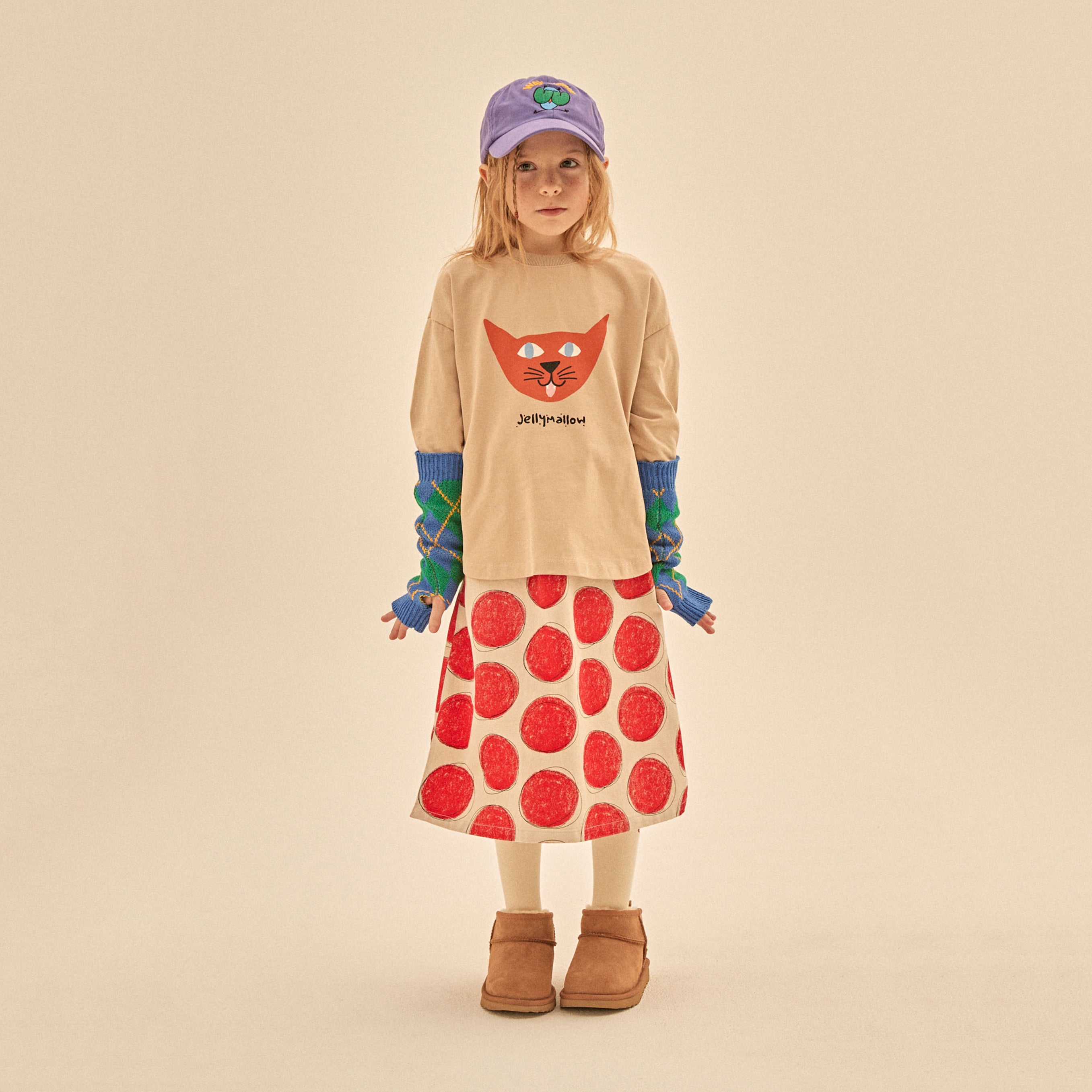 Boys & Girls Beige Printed Cotton T-Shirt