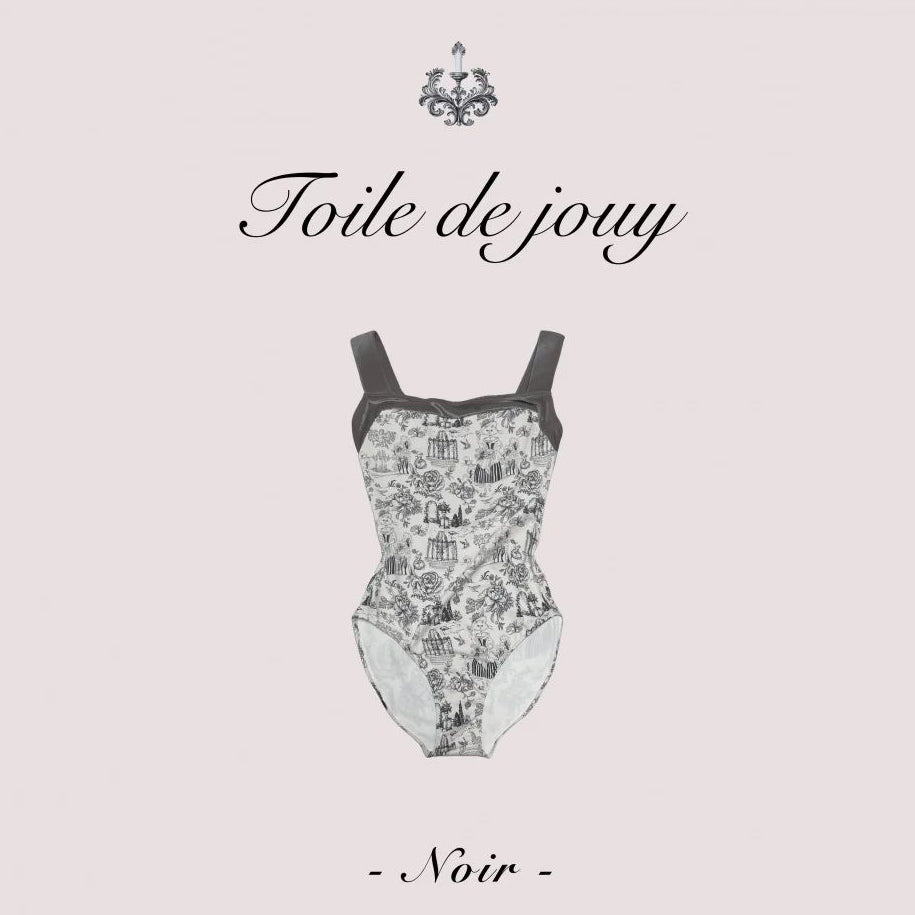Girls Black"Toile de Jouy Noir/Piqué/Platina"Ballet Onesies