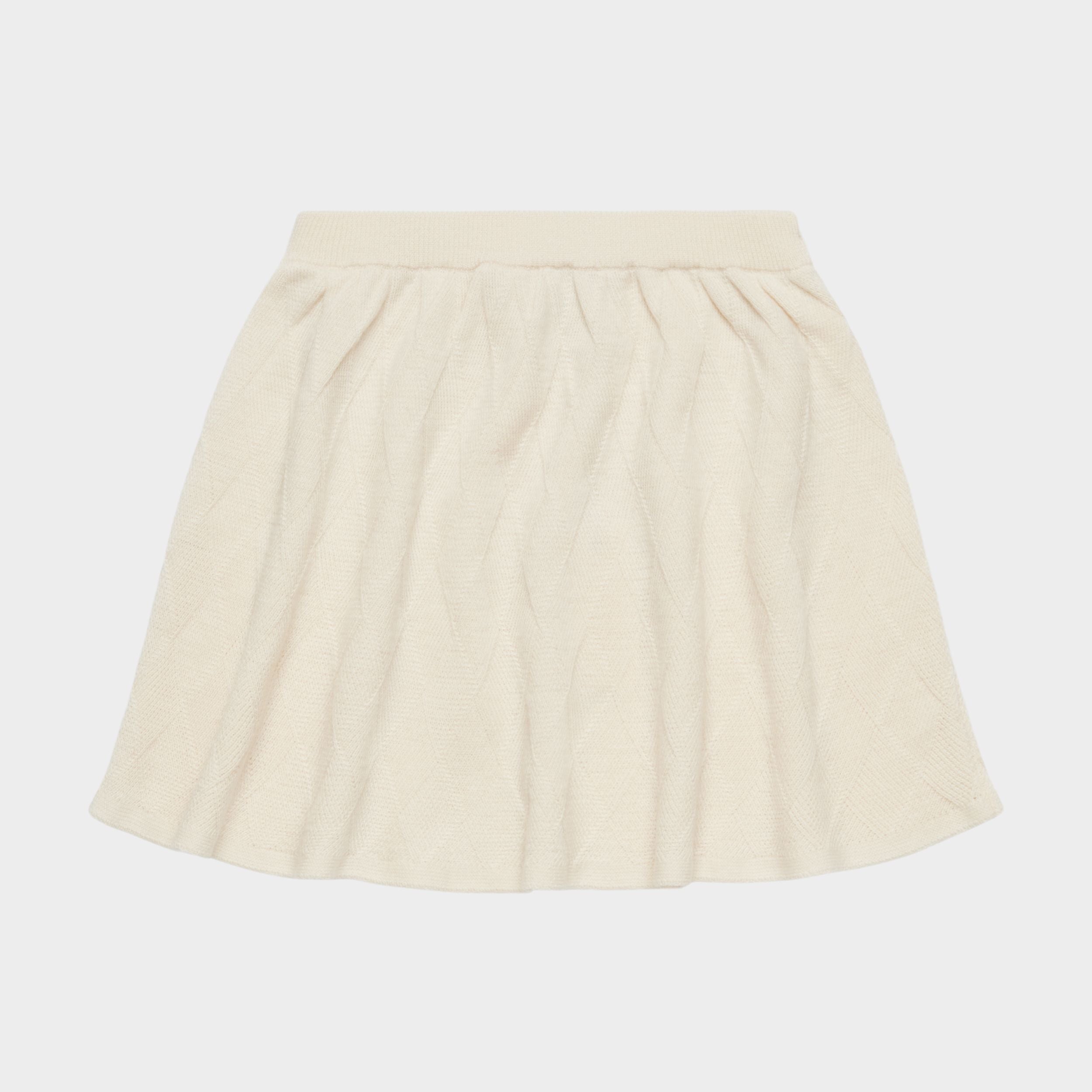 Girls White Diamond Pattern Wool Skirt