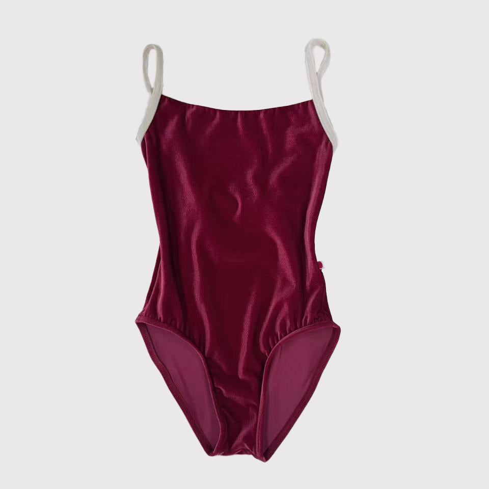 Girls Dark Red "Daniela/V-Cerise/V-Buttermilk" Ballet Onesies