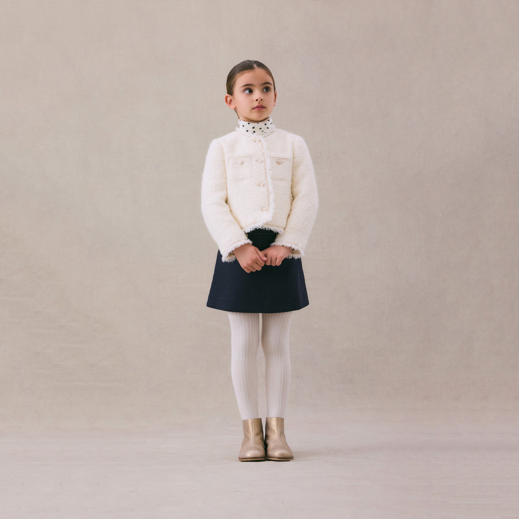 Girls Ivory Wool Jacket