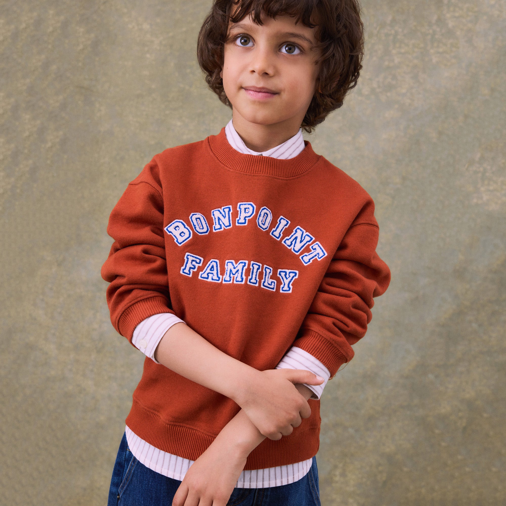 Boys Orange Red Logo Cotton Sweatshirt