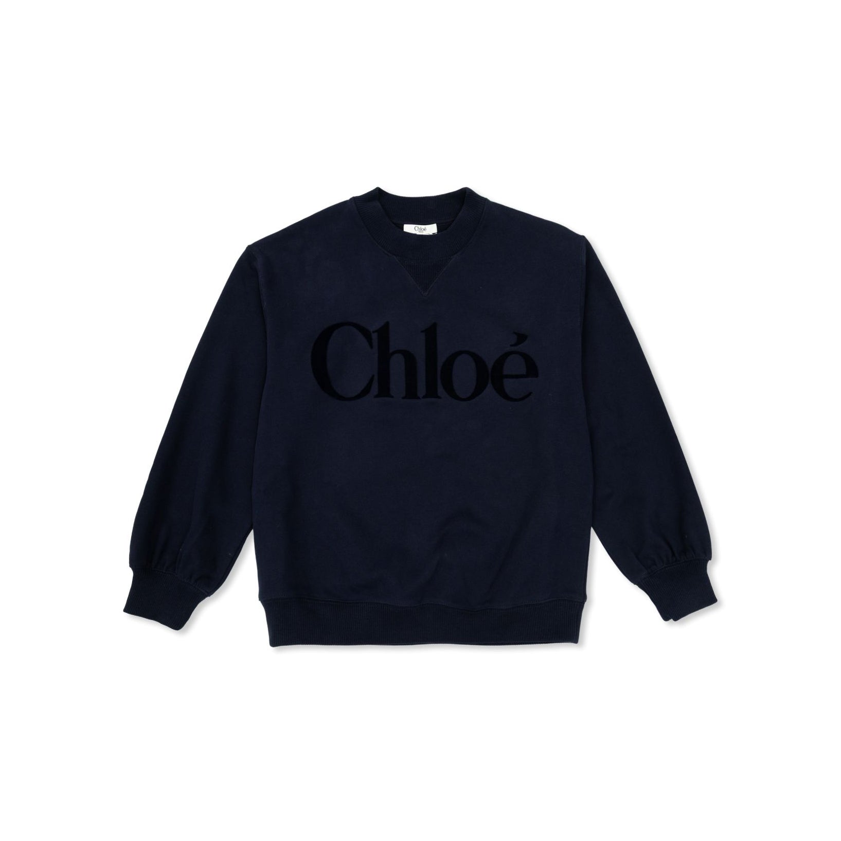 Girls Navy Logo Cotton Sweatshirt