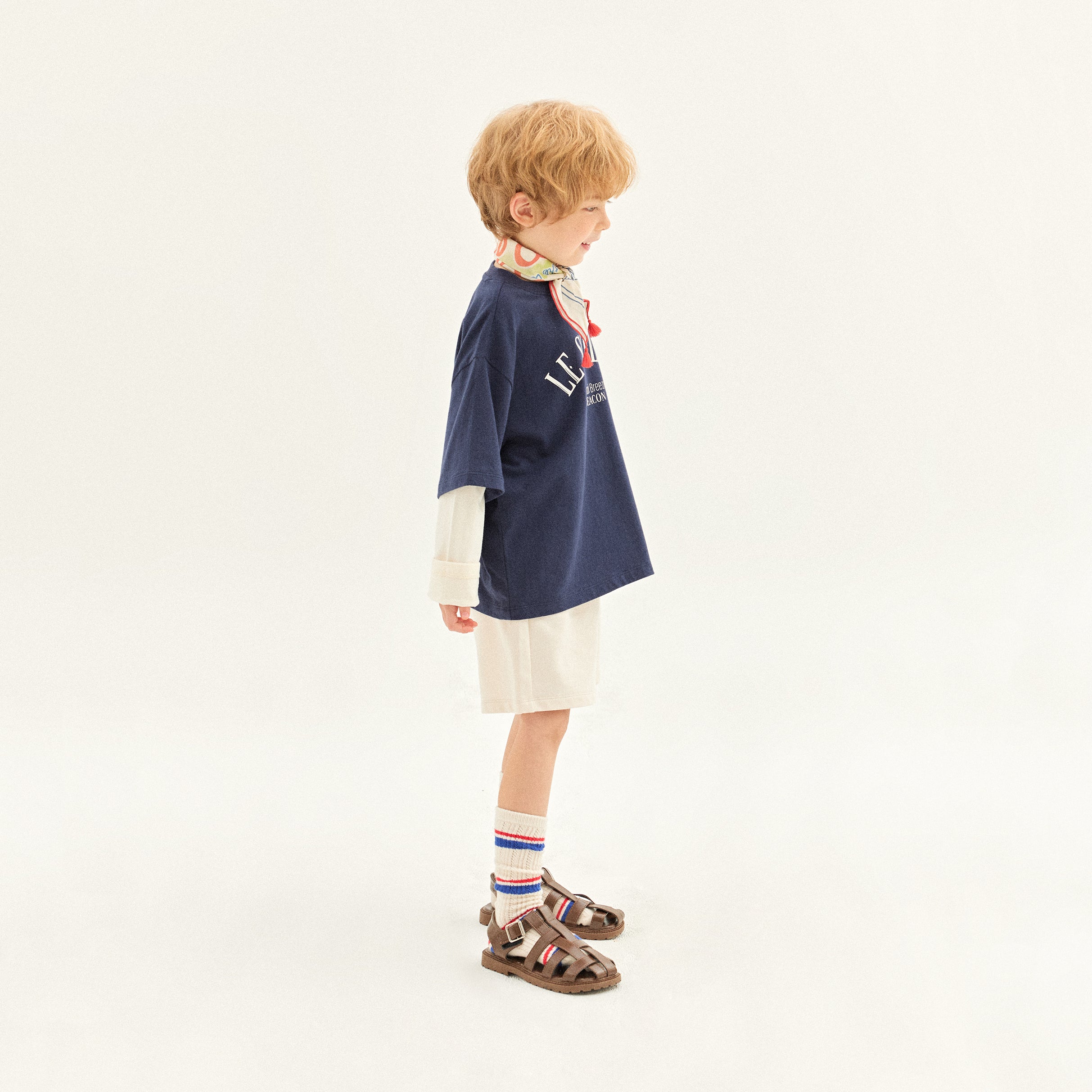 Boys & Girls Navy Logo Cotton T-Shirt