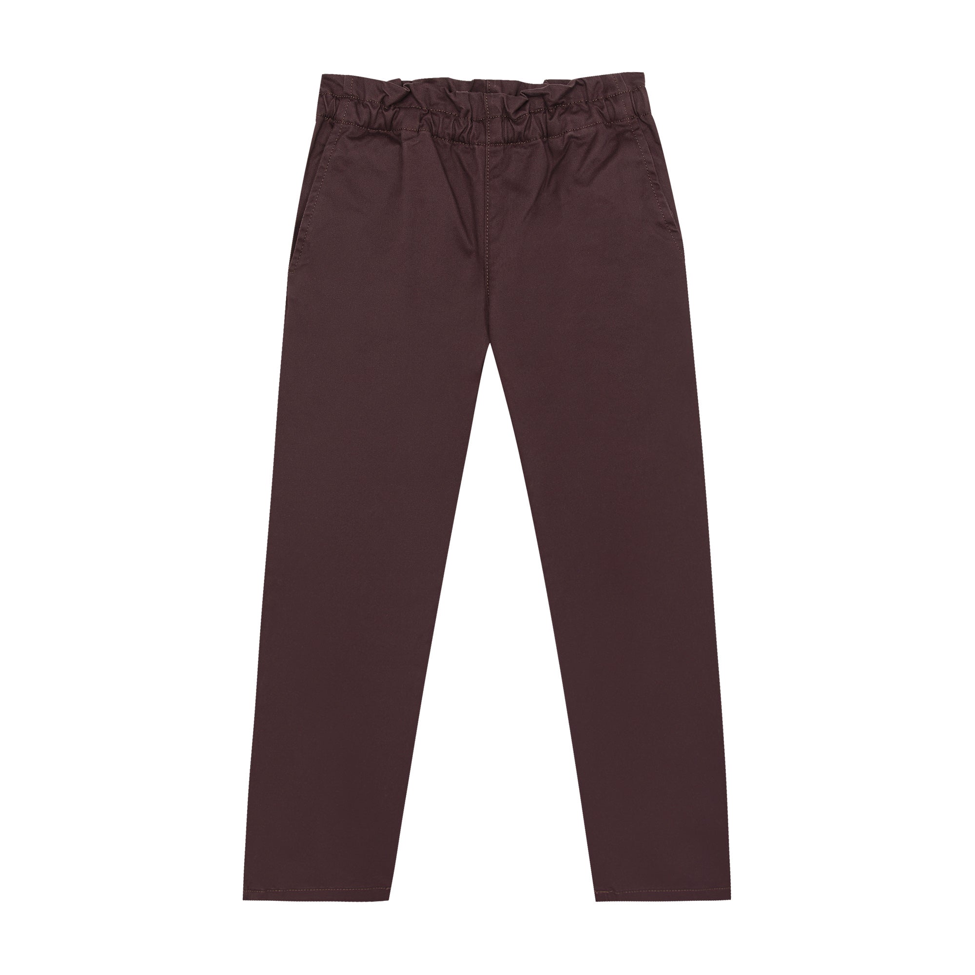 Girls Wine Red Cotton Trousers