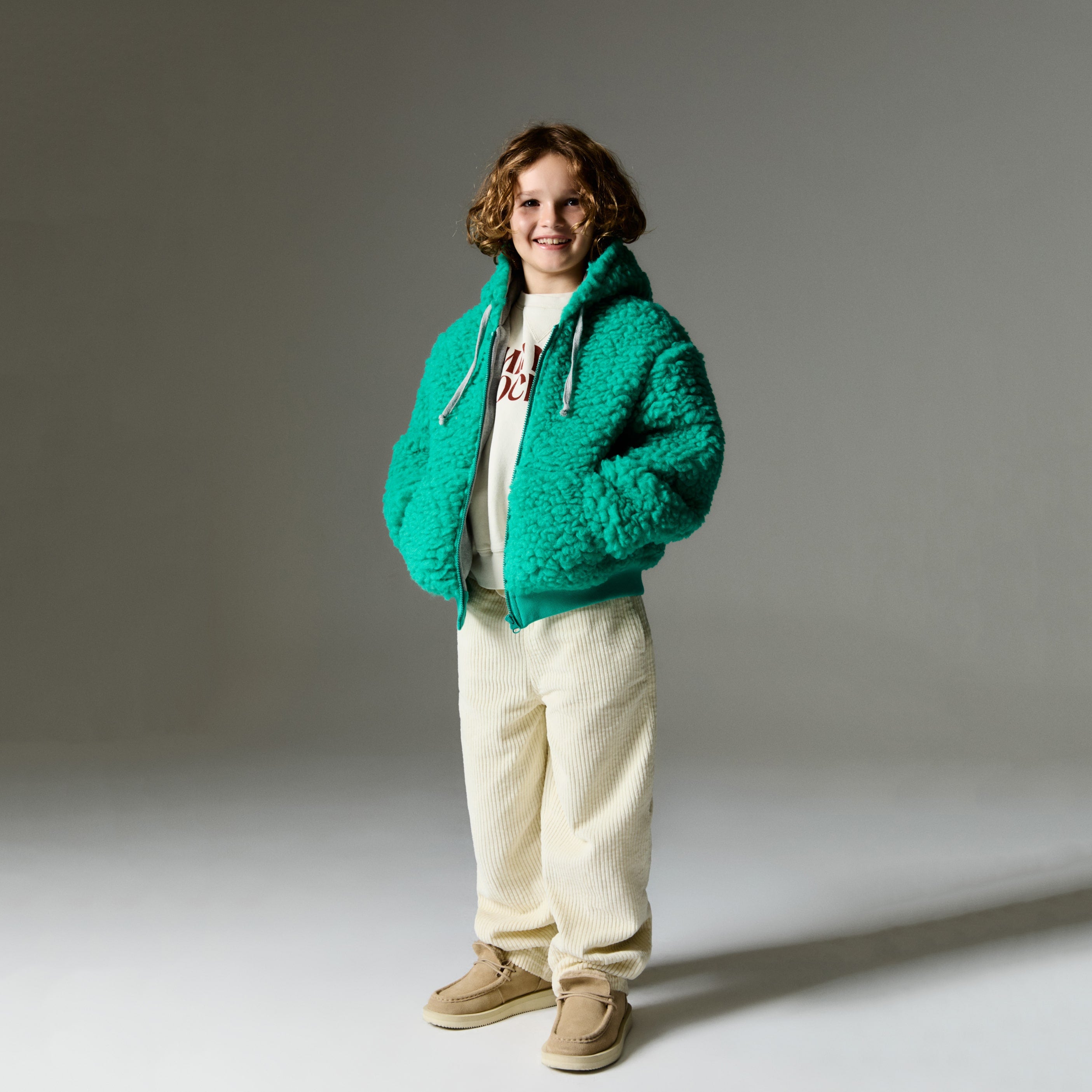 Boys & Girls Green Fleece Zip-Up Jacket
