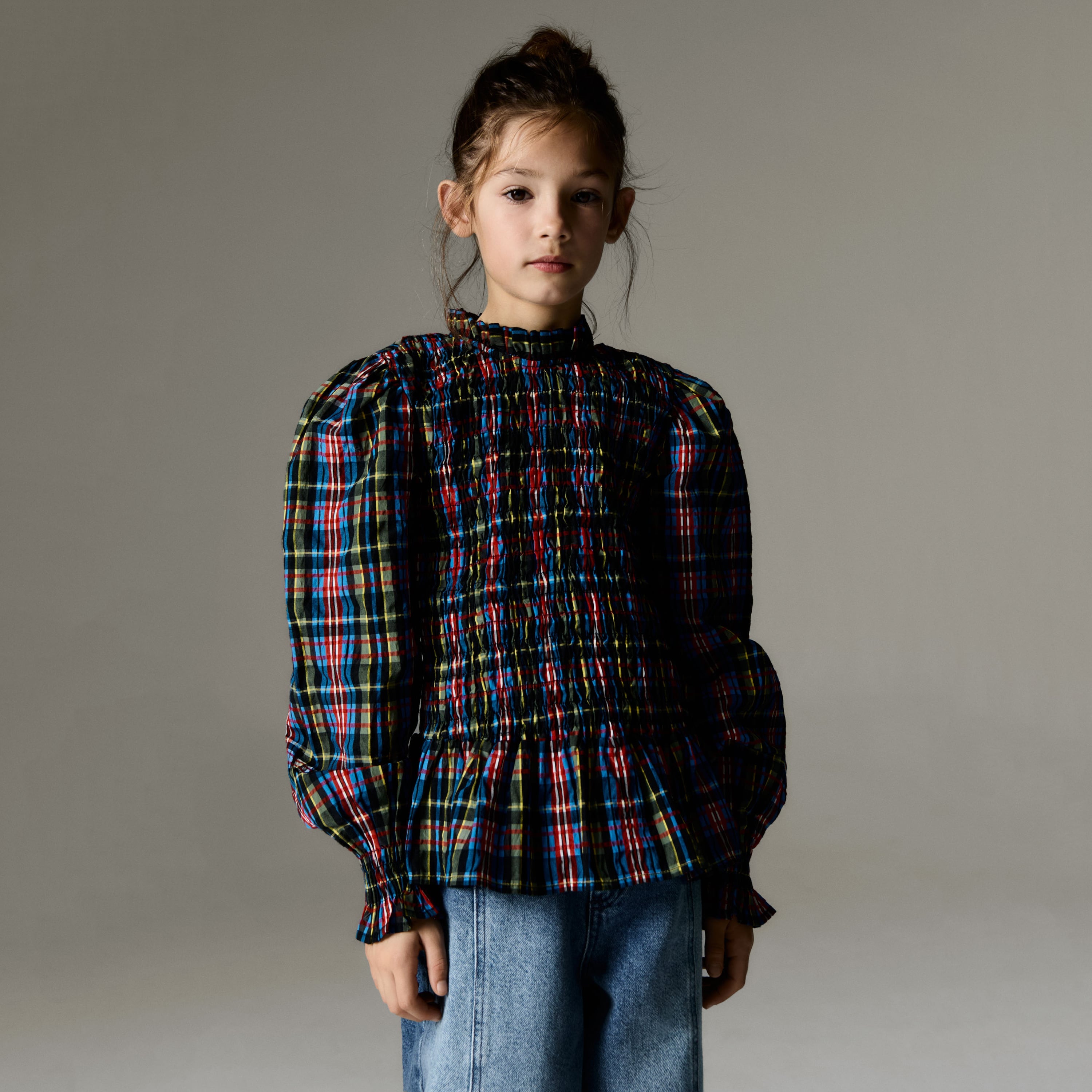 Girls Multicolor Check Top