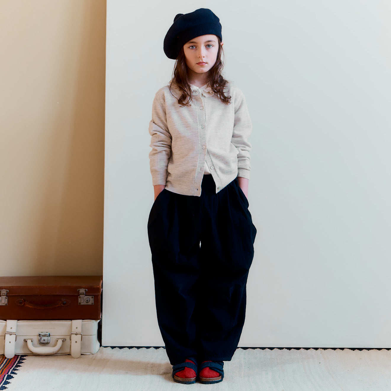 Girls Beige Wool Cardigan