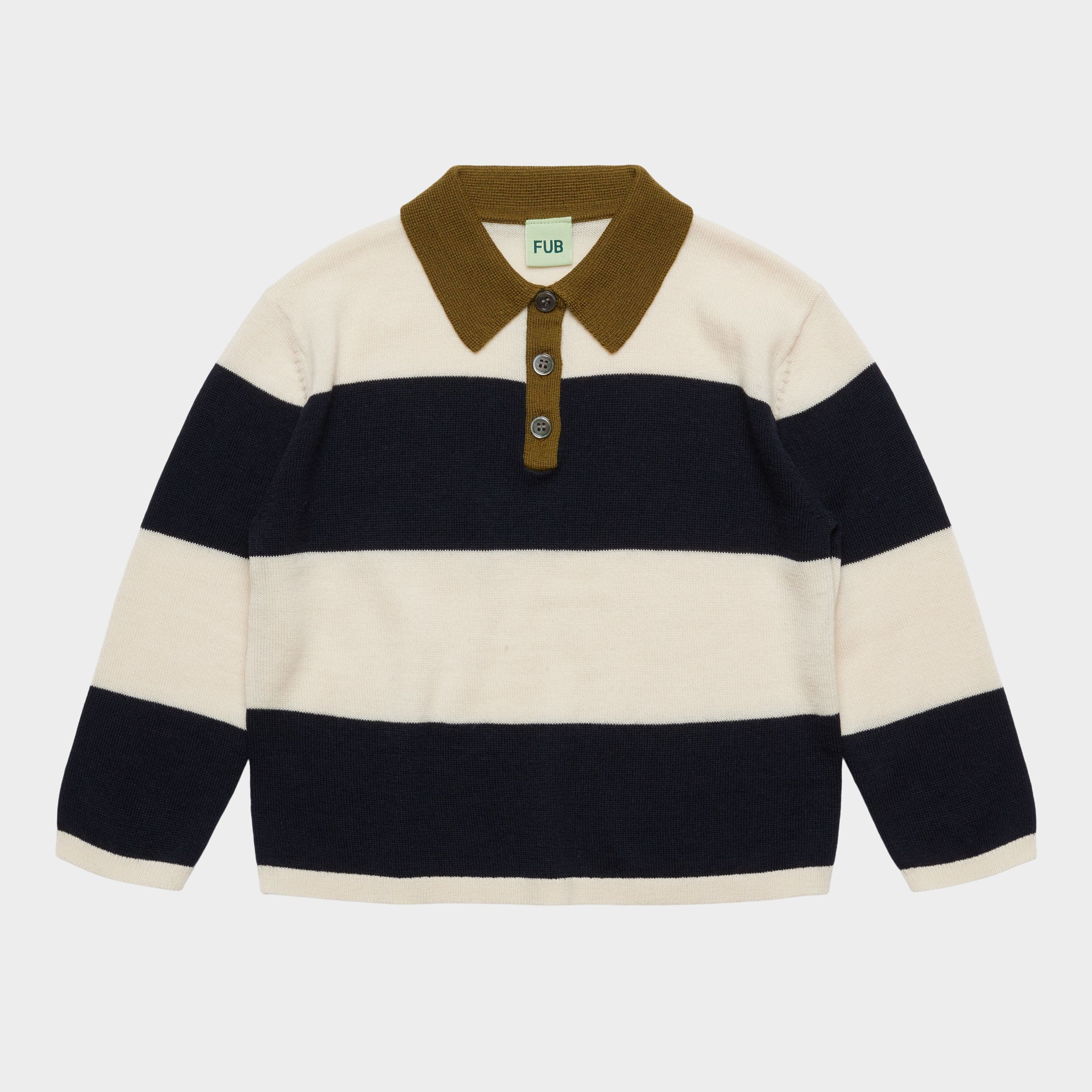 Boys & Girls White Stripes Wool Polo Shirt