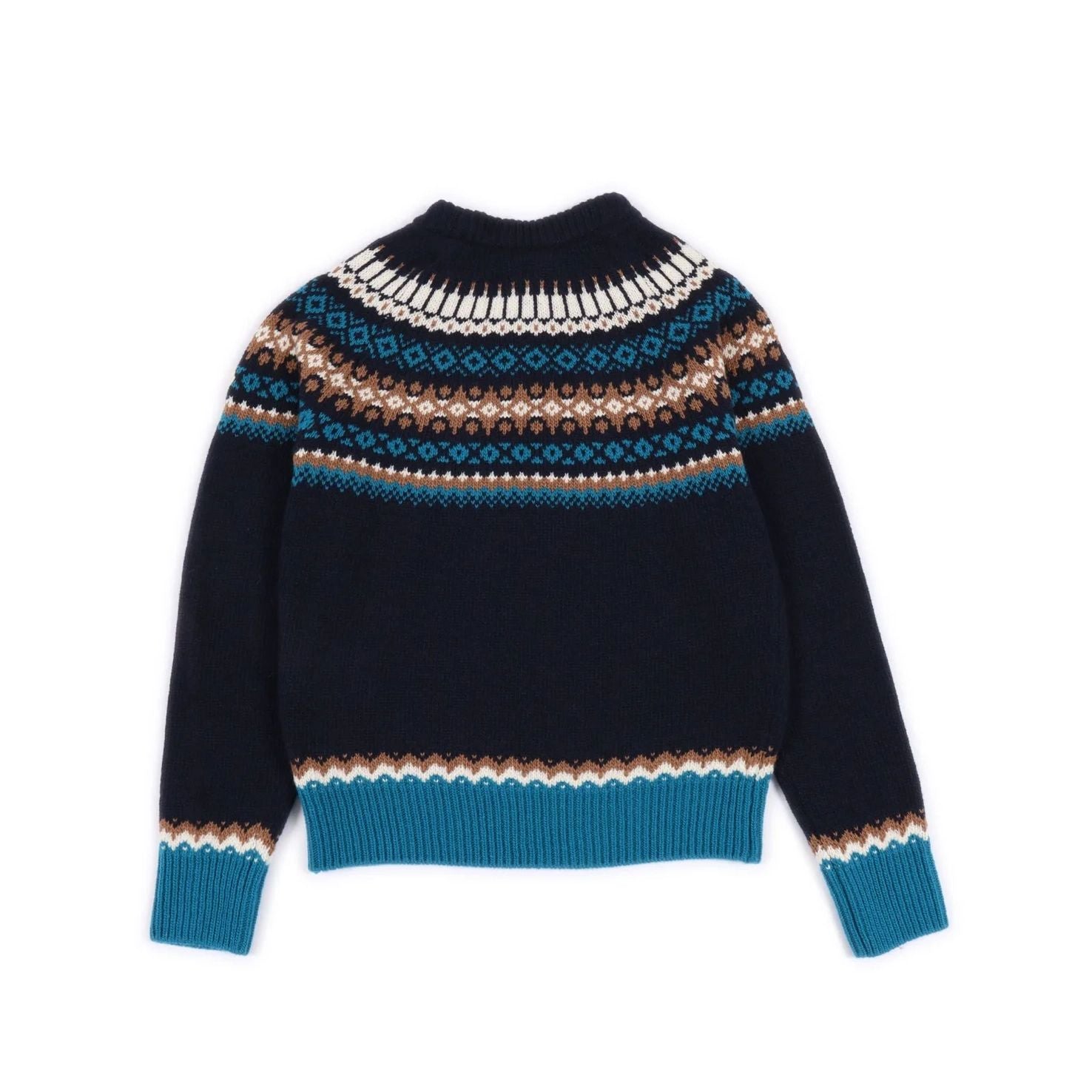Boys Navy Jacquard Wool Sweater
