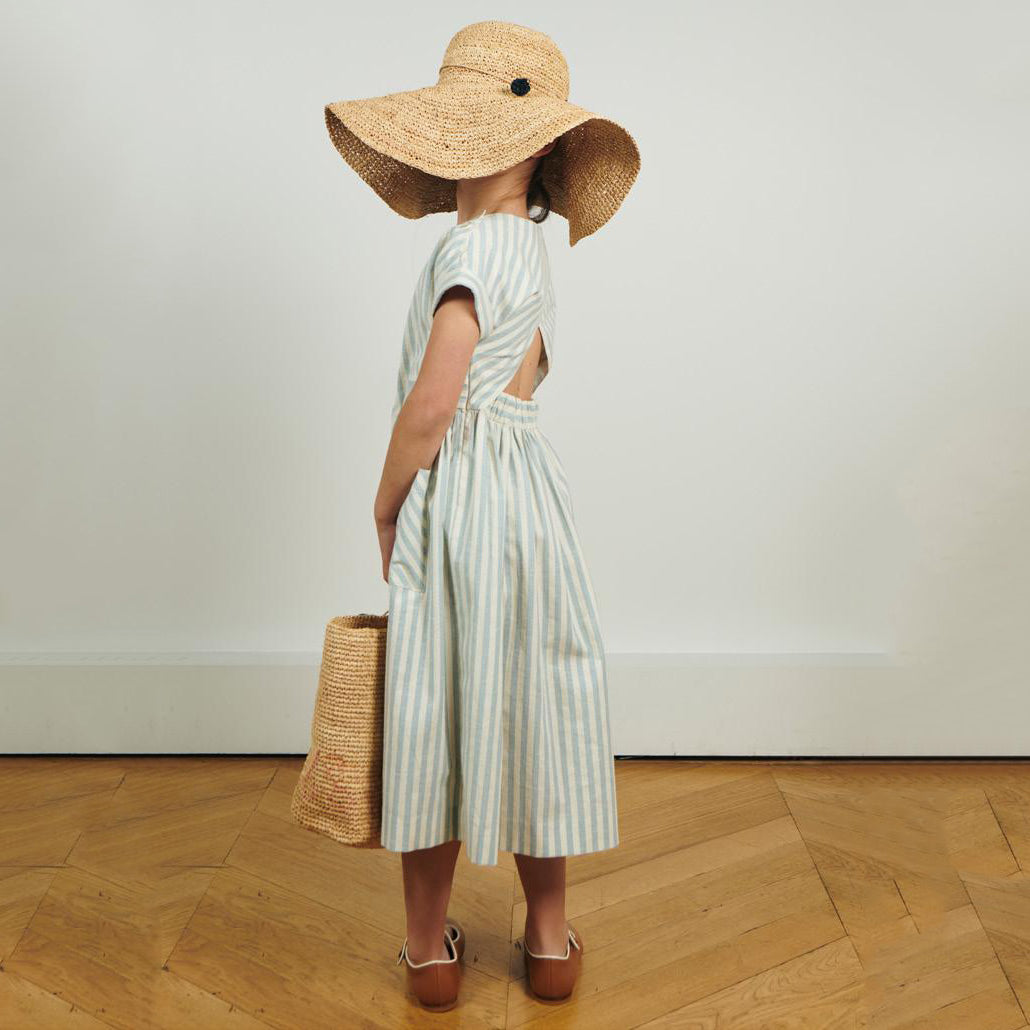 Girls Beige Raffia Sun Hat
