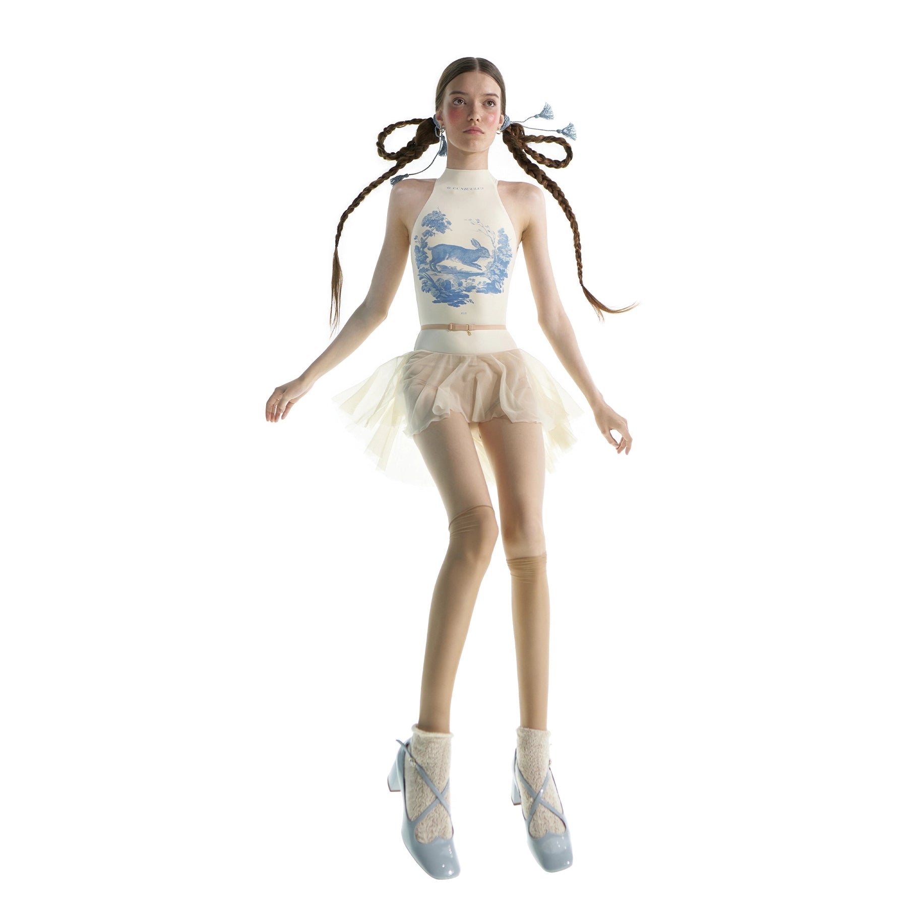 Women White "ILLUSION" Ballet Skirt(232SK04JA/edelw)