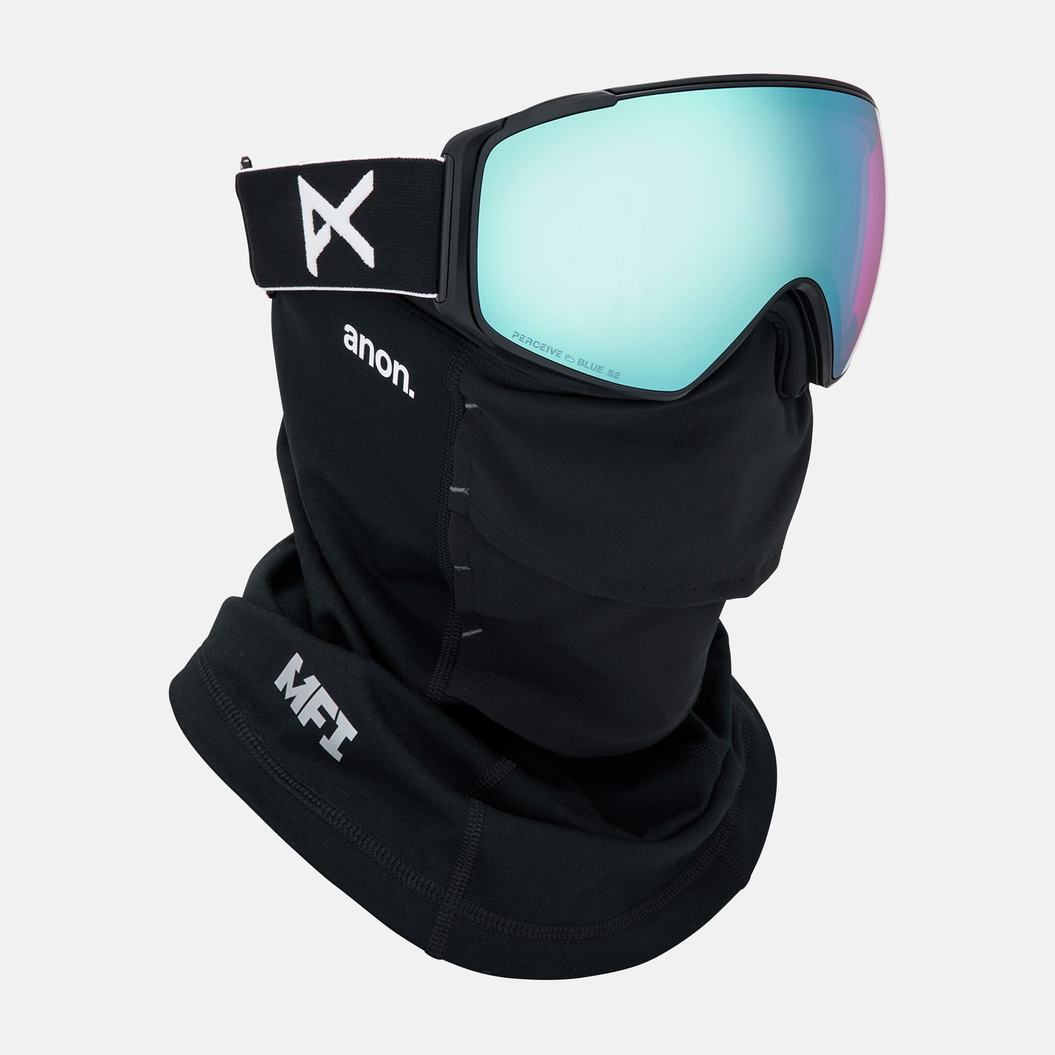 Adult Blue Ski Goggle & Face Mask Set(Anon M4S球面镜)