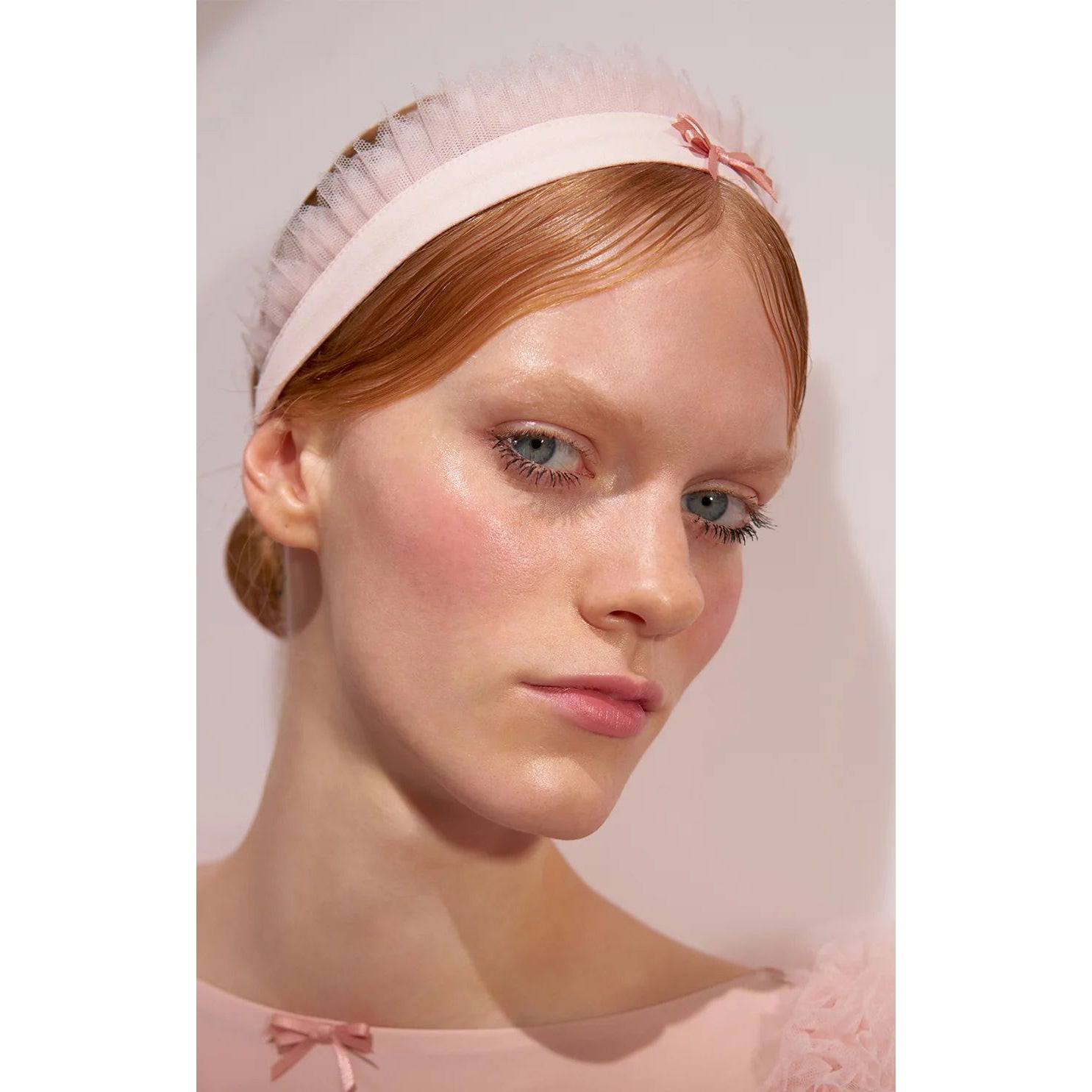 Women Light Pink'PÂTISSIER’S'Tulle Headband(242HB03TU/baby blush)