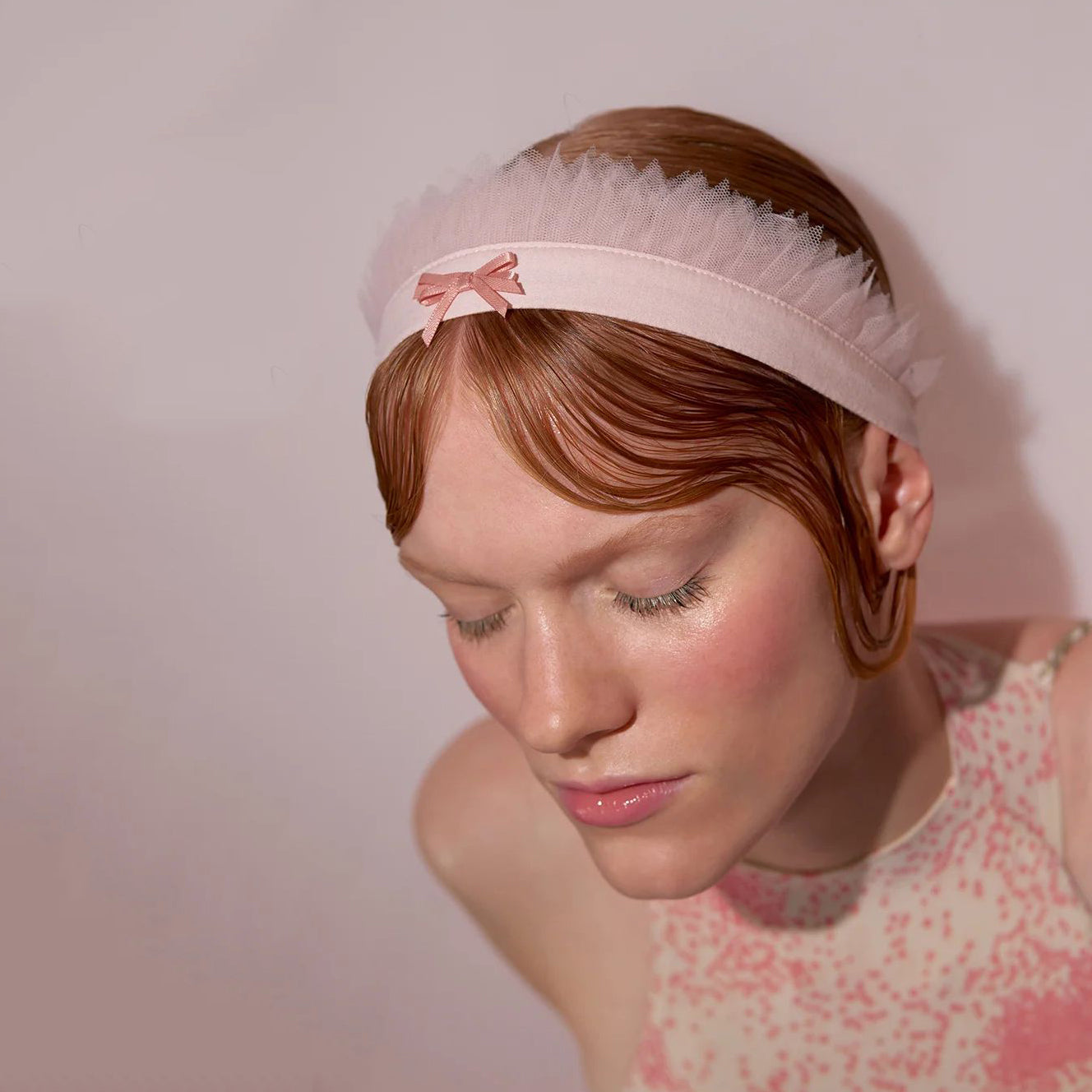 Women Light Pink'PÂTISSIER’S'Tulle Headband(242HB03TU/baby blush)