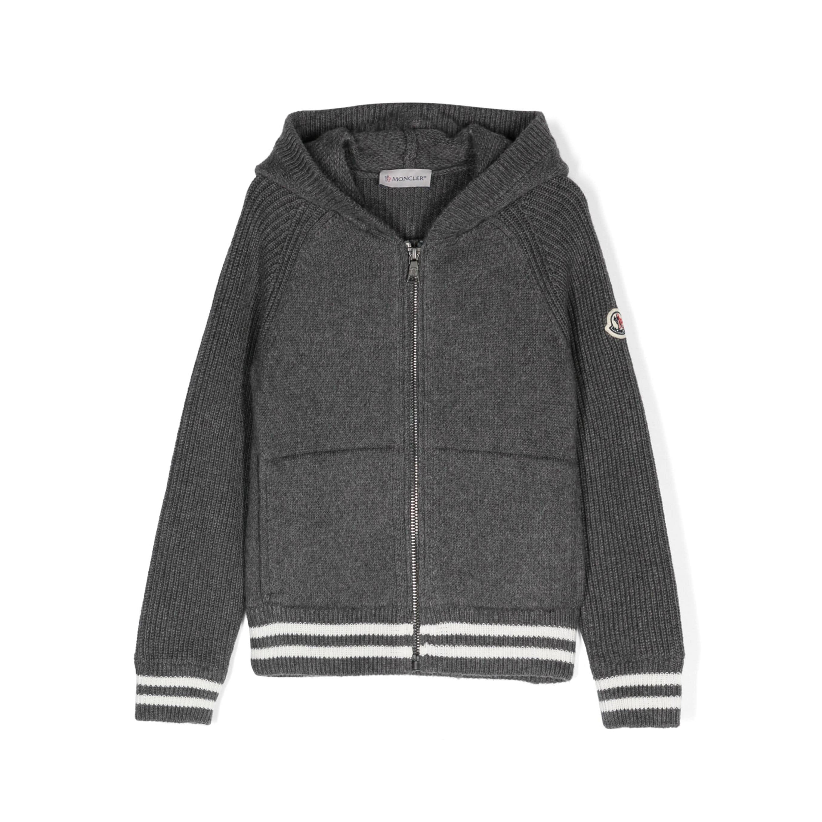 Boys Grey Cotton Zip-Up Top