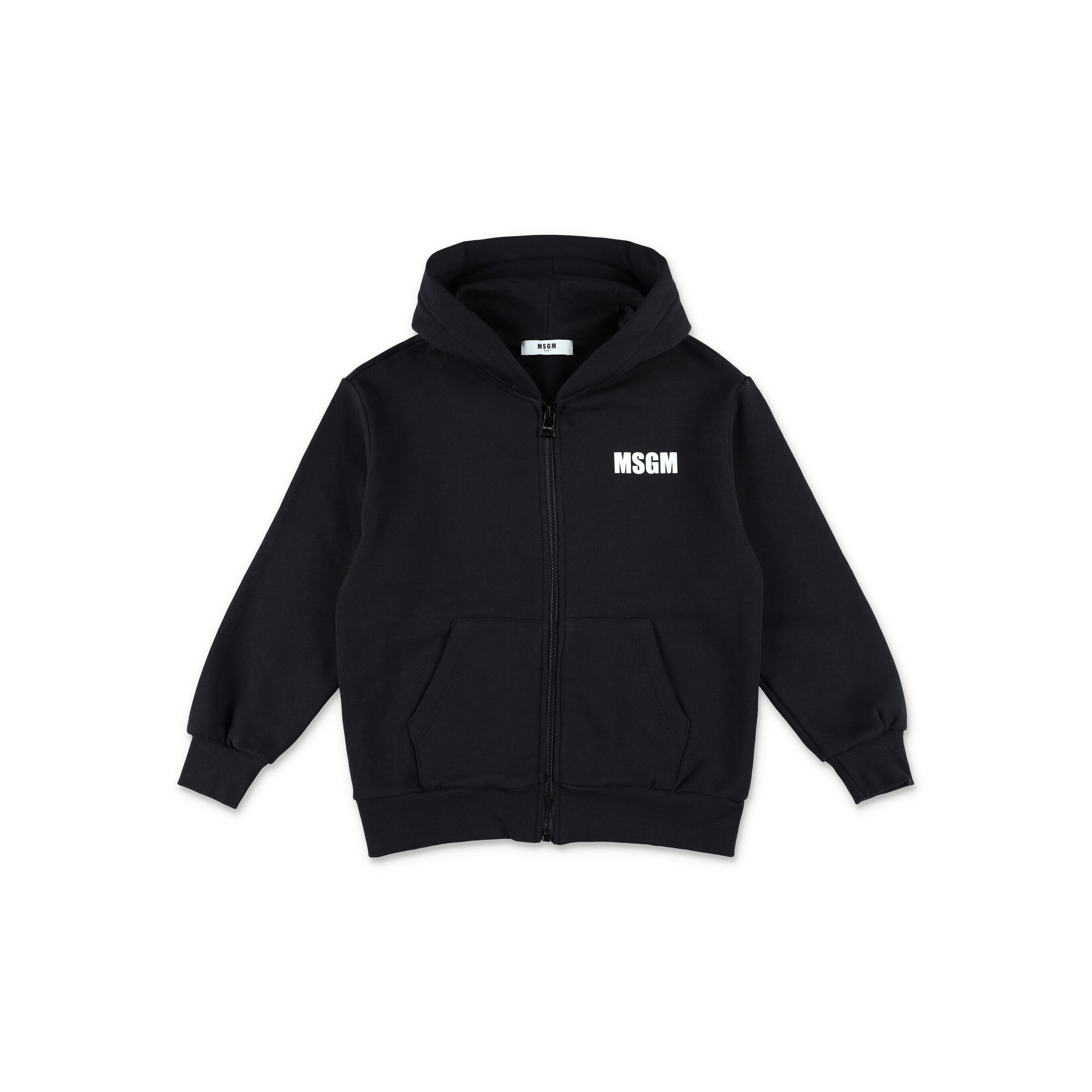 Boys & Girls Black Cotton Zip-Up Top