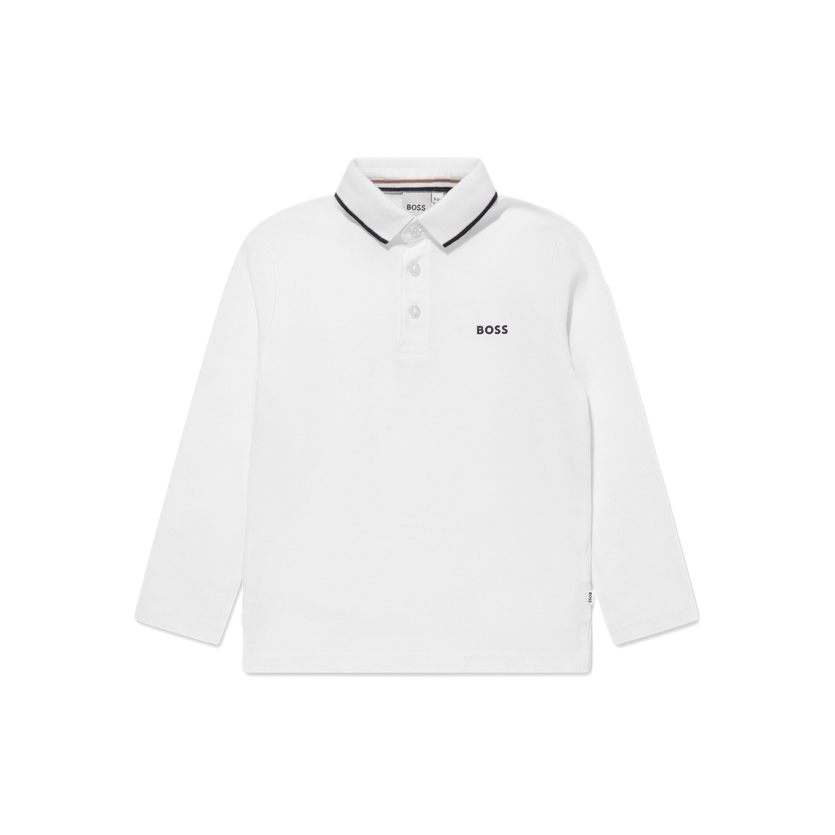 Boys White Cotton Polo Shirt