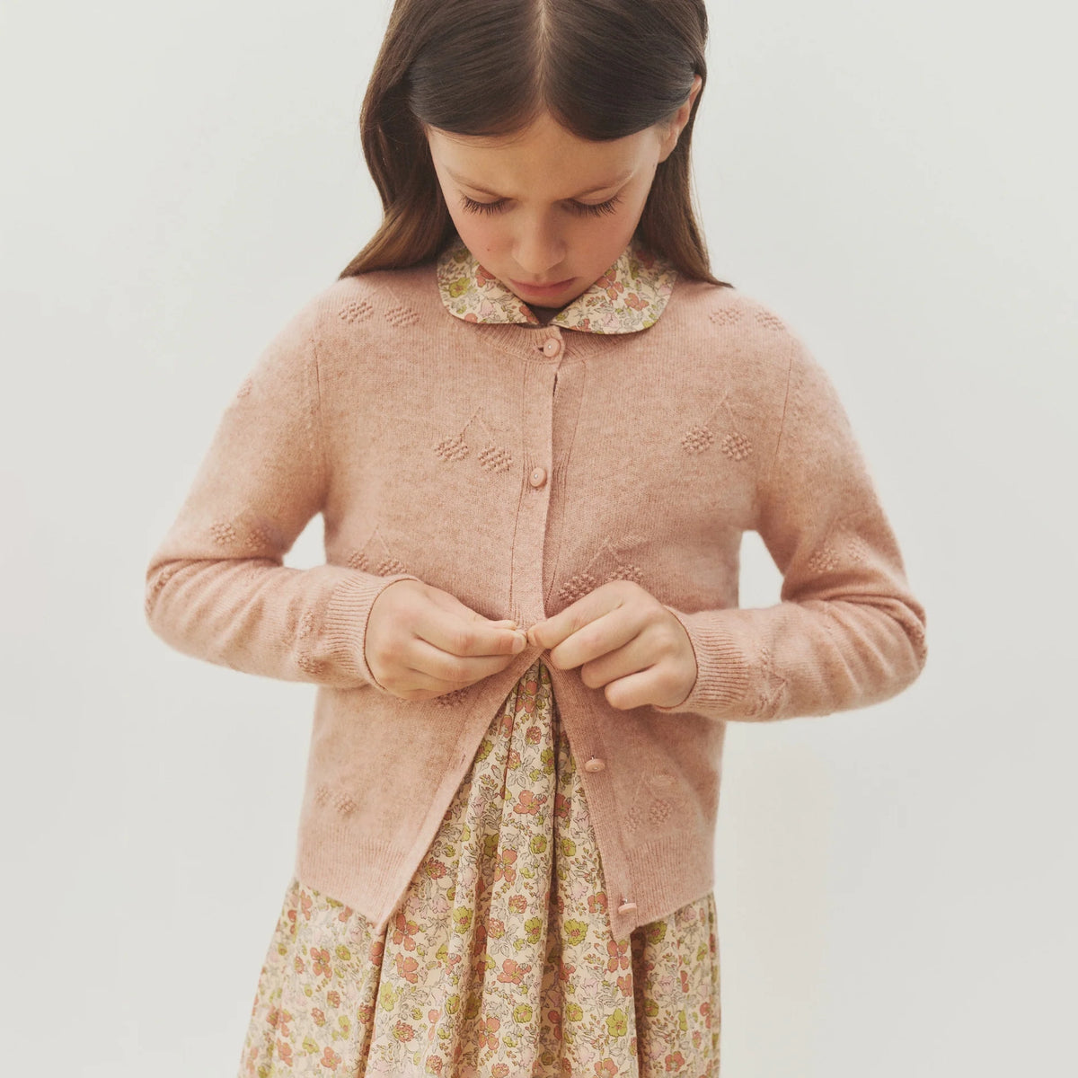 Cardigan cachemire rose pour filles