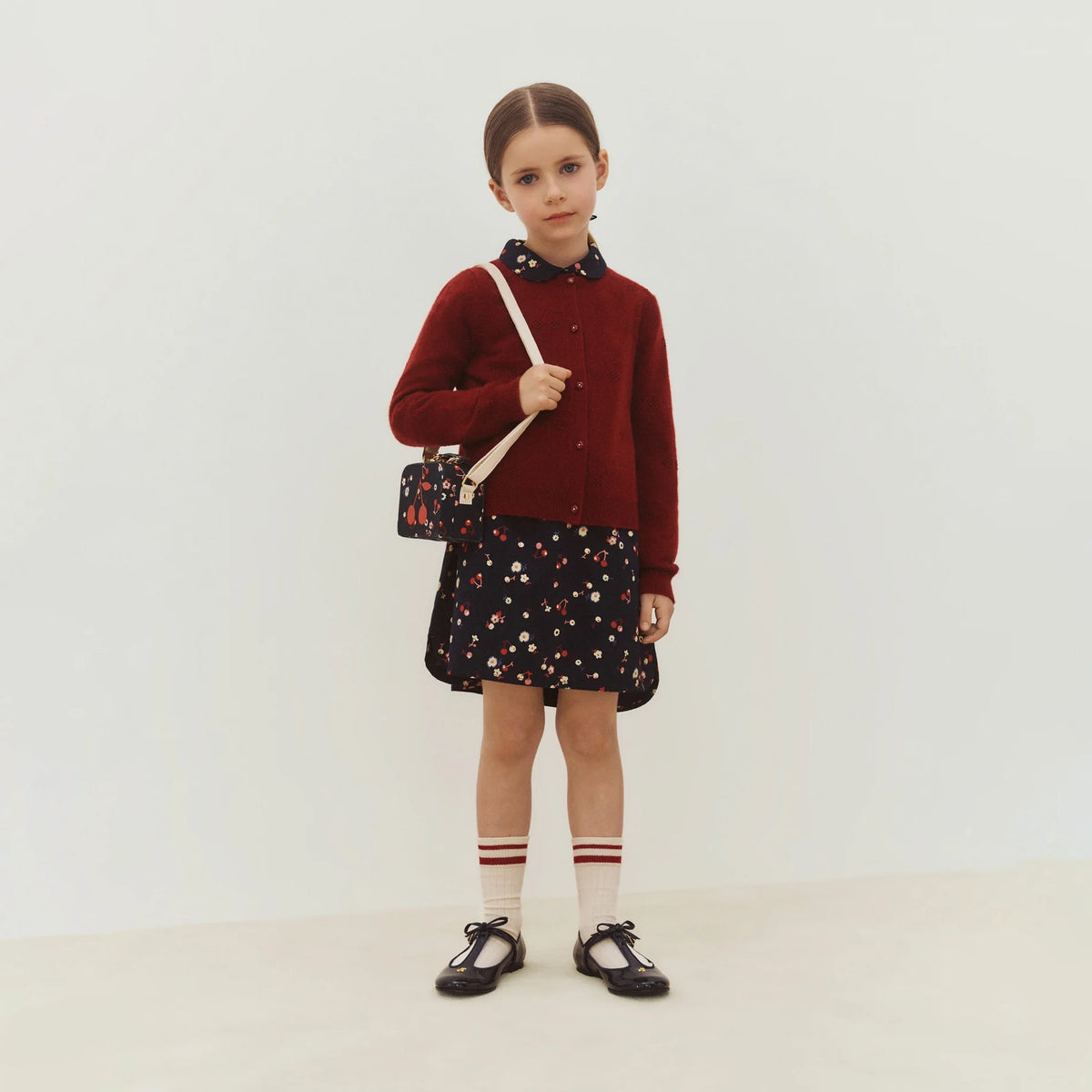 Girls Wine Red Cashmere Cardigan
