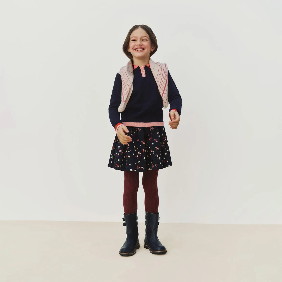 Jupe en Coton à Fleurs Multicolores pour Fille
