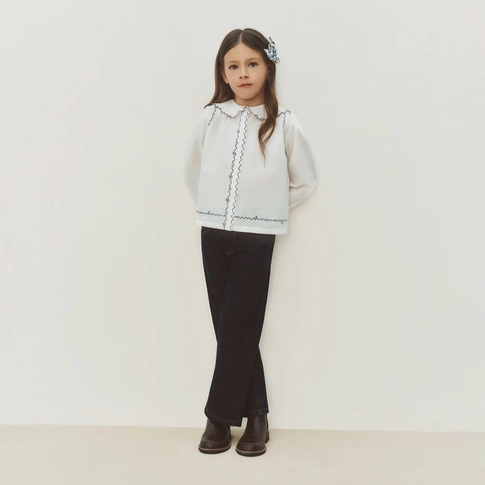 Girls Dark Blue Denim Trousers