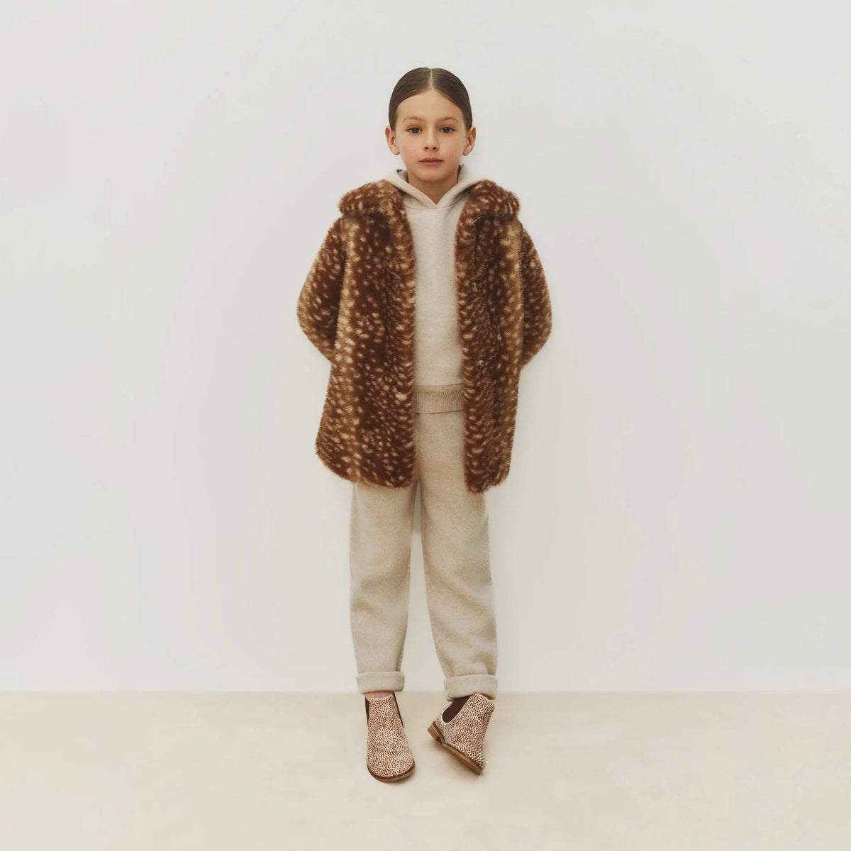 Girls Caramel Faux Fur Coat