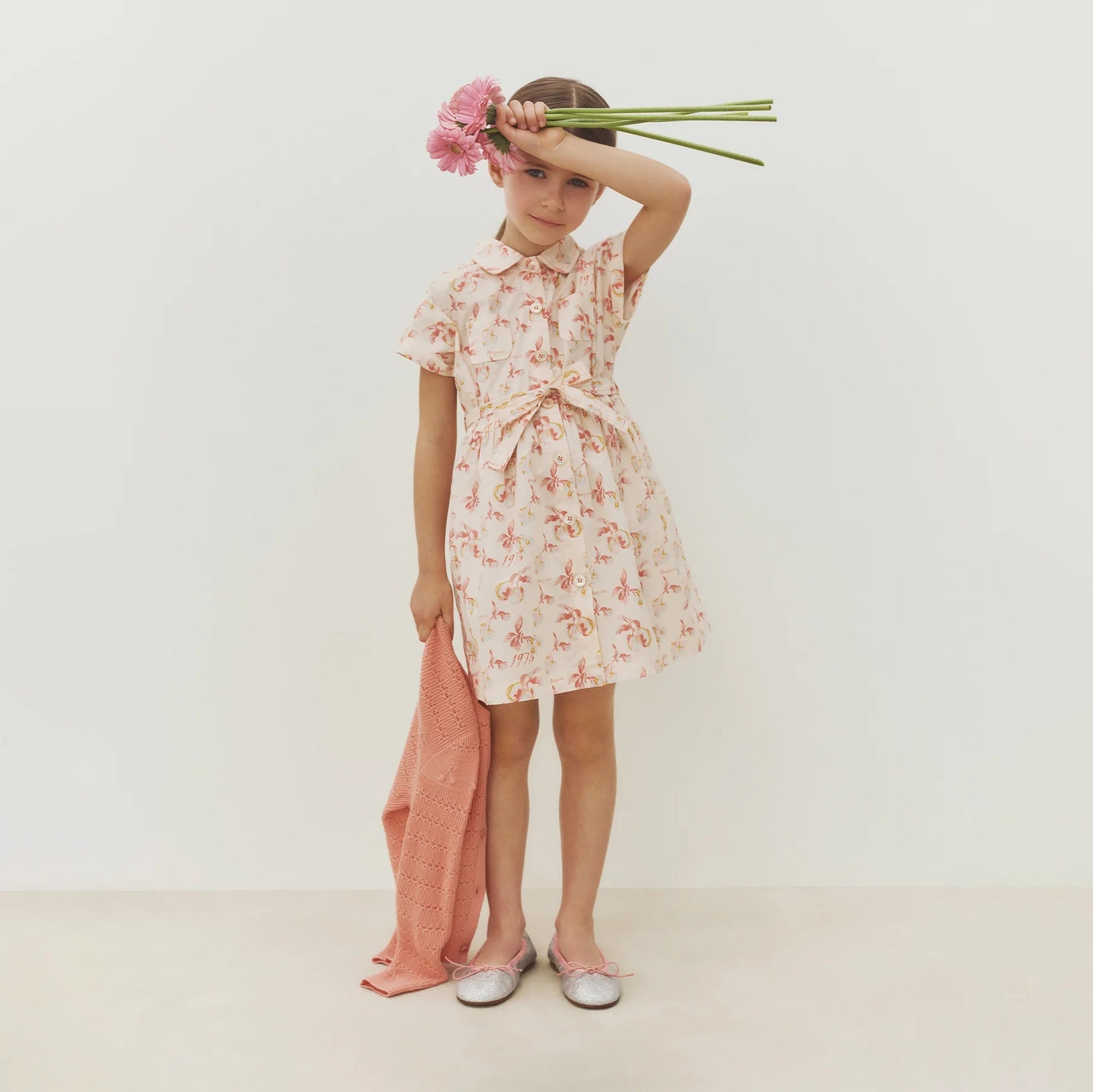 Girls Pink Cherry Printed Cotton Dress