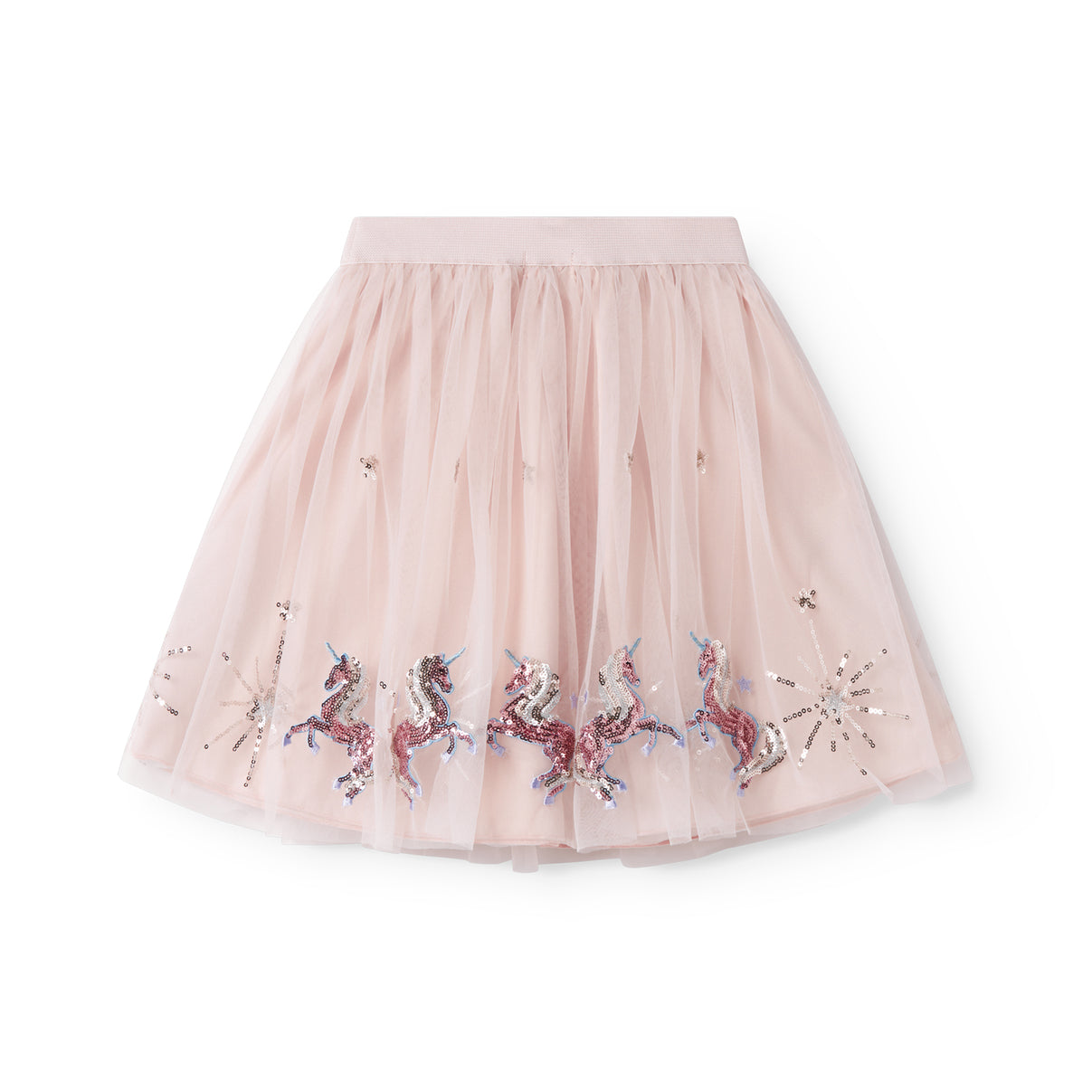Baby Girls Light Pink Unicorn Sequin Tulle Skirt