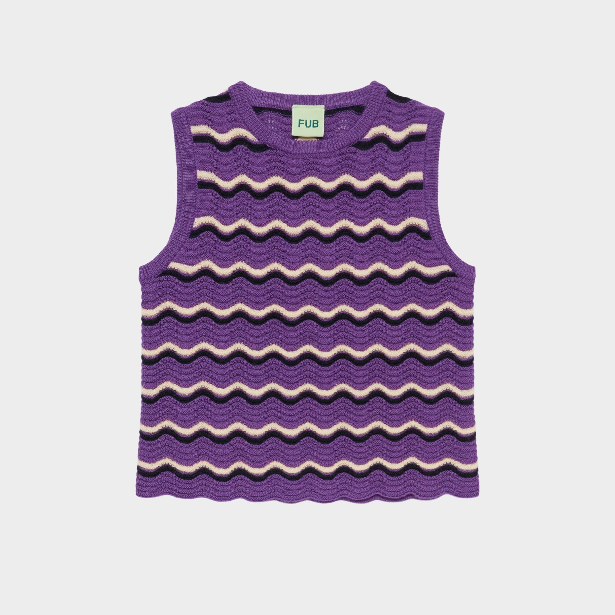 Girls Purple Wave Pointelle Wool Vest
