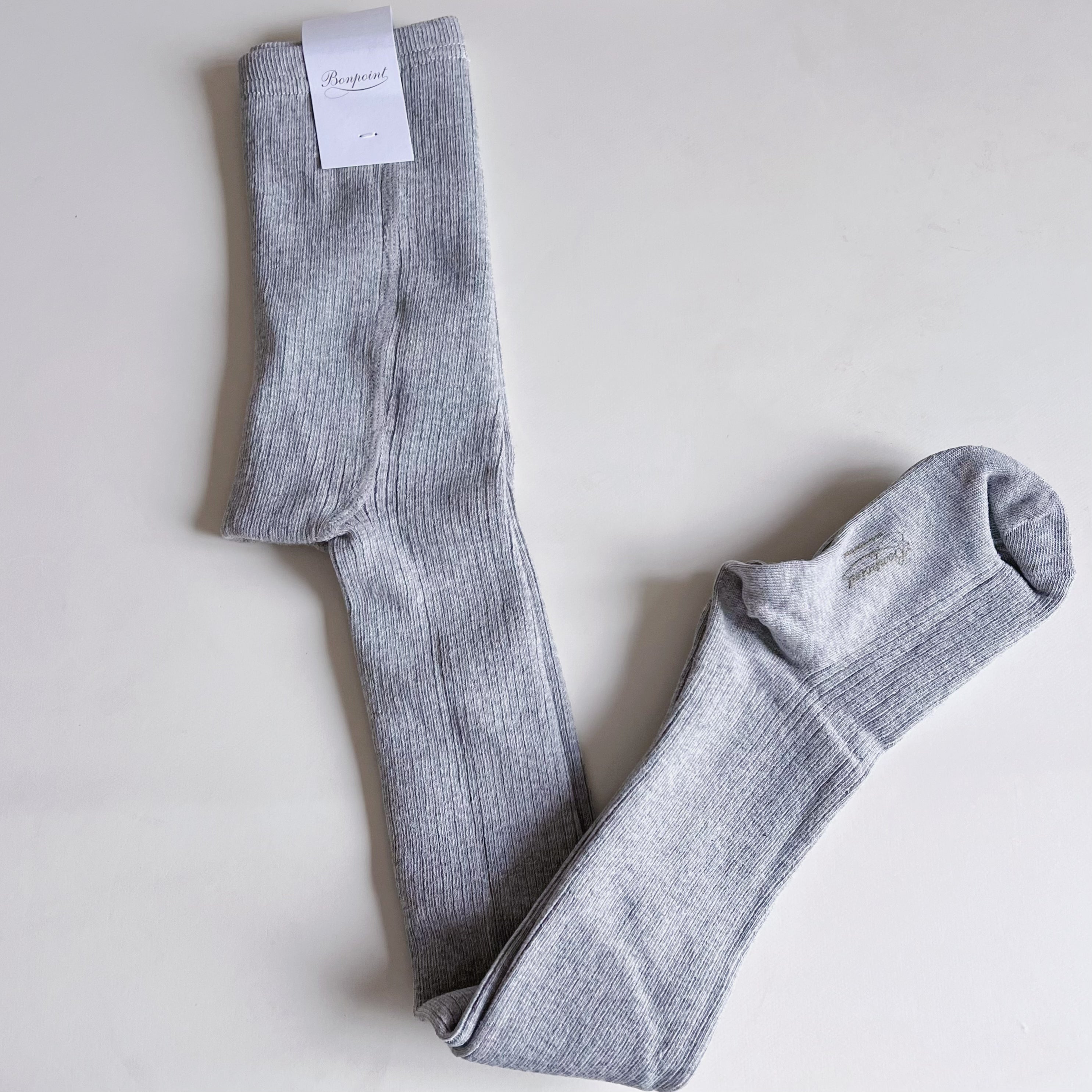 Girls Light Grey Cotton Tights